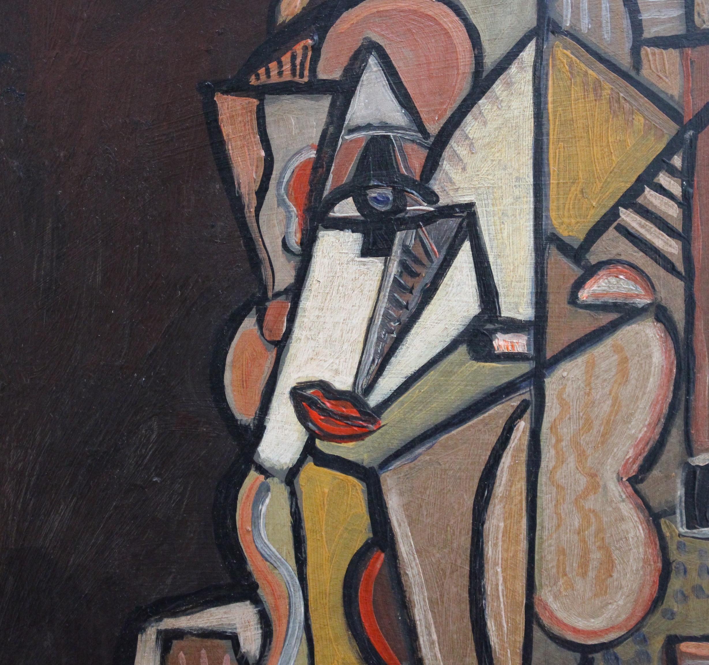 'The Opera Singer', Mid-Century Modern Cubist Oil Portrait Painting, Berlin 1