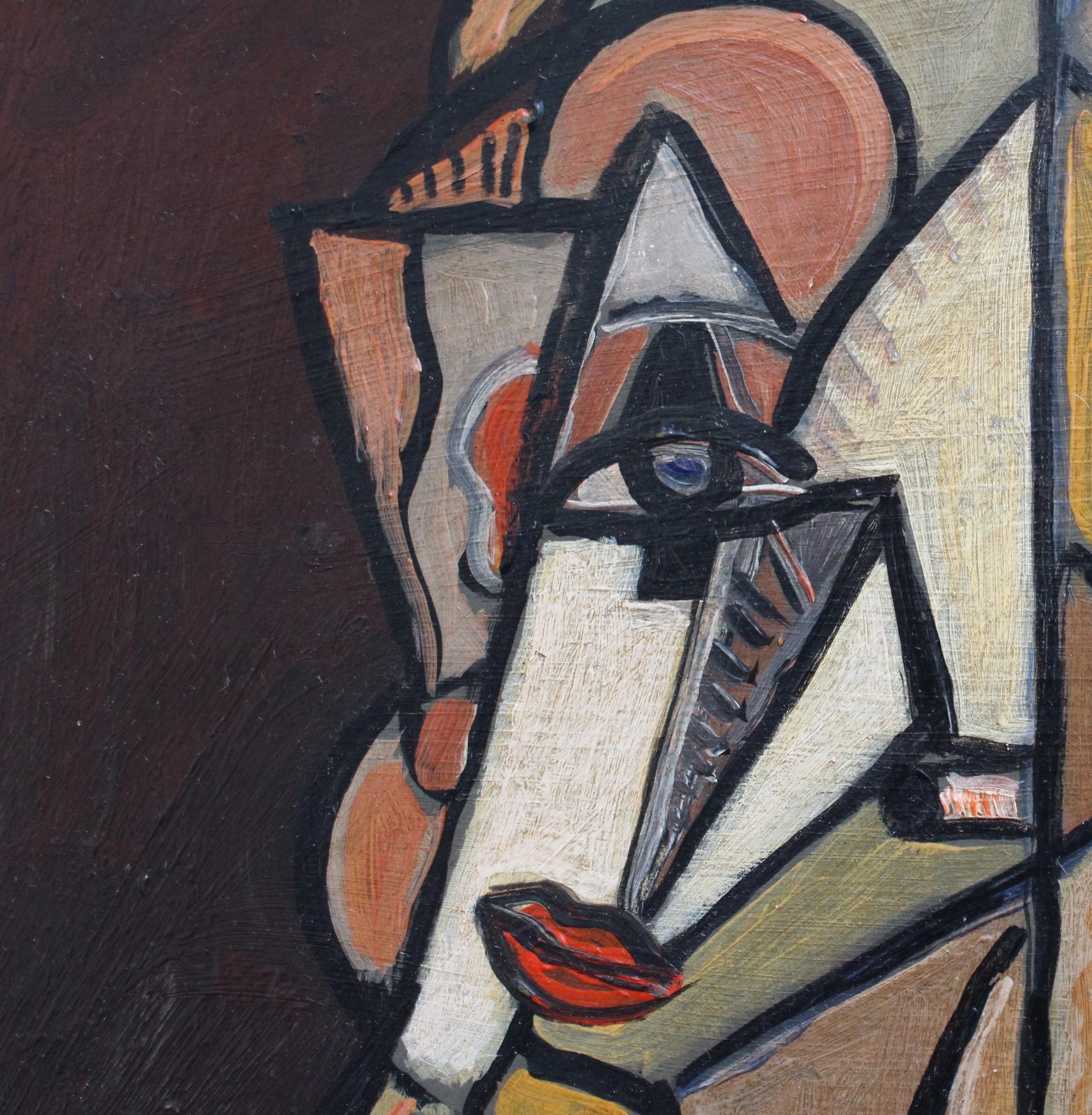 'The Opera Singer', Mid-Century Modern Cubist Oil Portrait Painting, Berlin 2