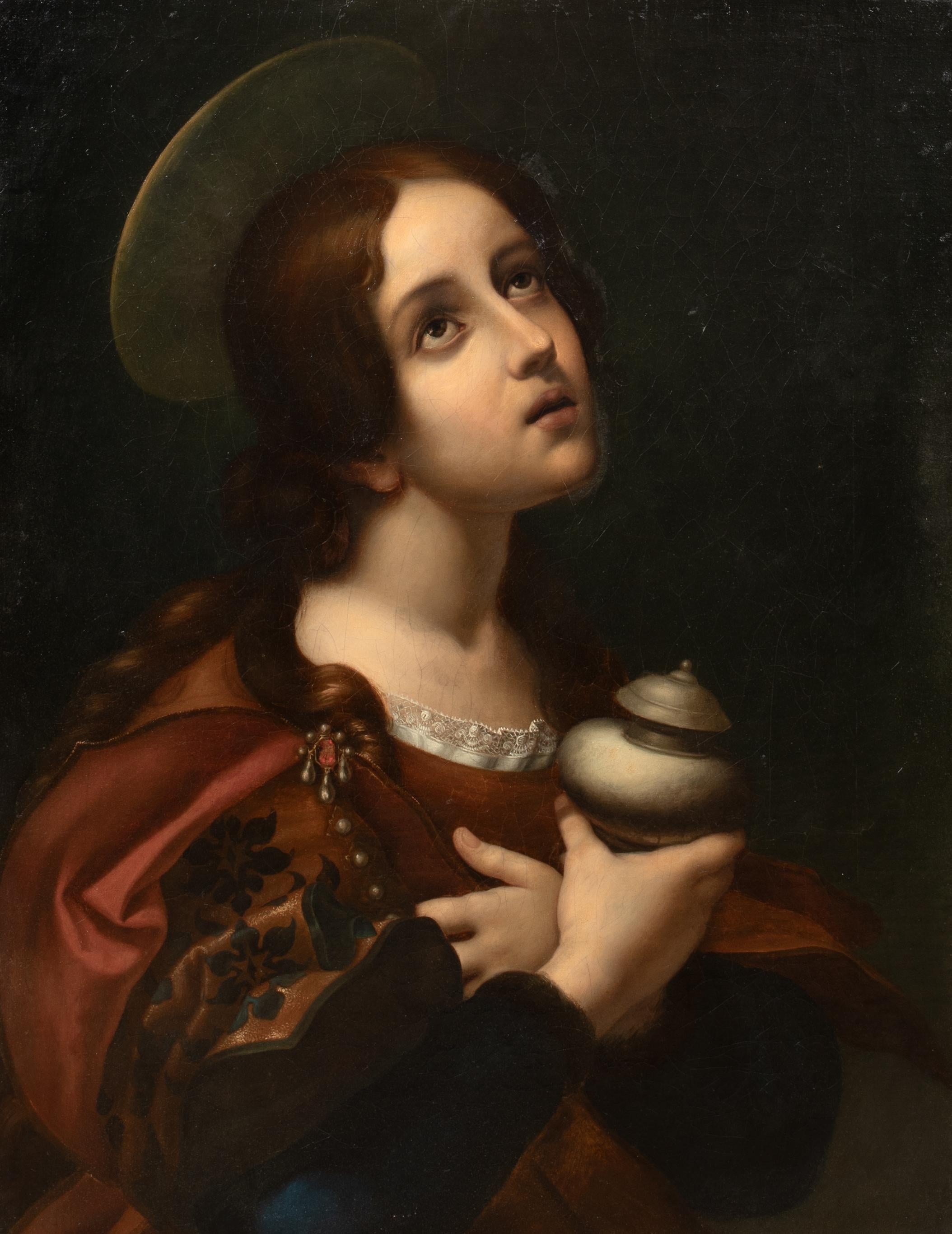 La Magdalena penitente, siglo XVII según CARLO DOLCI (1616-1686) - Portrait Painting Negro de Unknown