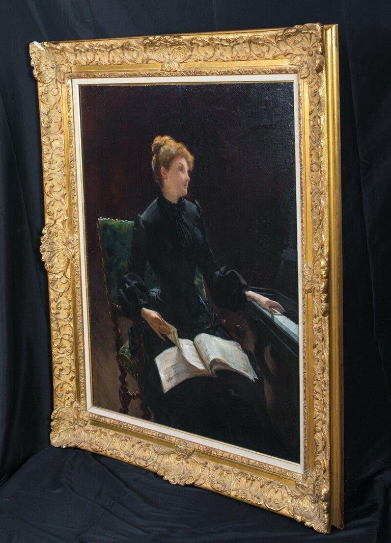 The Piano Lesson, 19th Century

by Louis TRIBOUT (19th Century French Impressionist)

Fine huge 19th century French Impressionist portrait of a lady In black during a piano lesson, oil on canvas by Louis Tribout. Excellent quality and condition