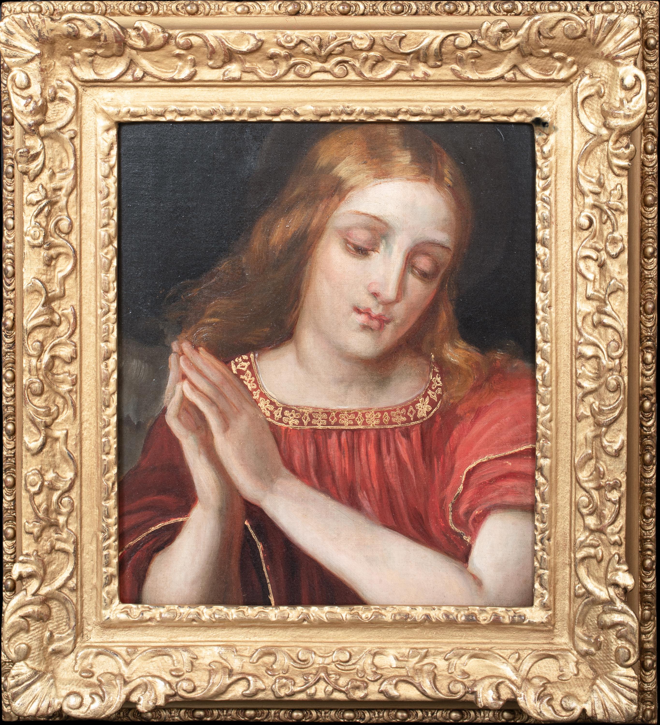 Unknown Portrait Painting - The Prayer Of St Joan Of Arc, 19th Century  Pre-Raphaelite School