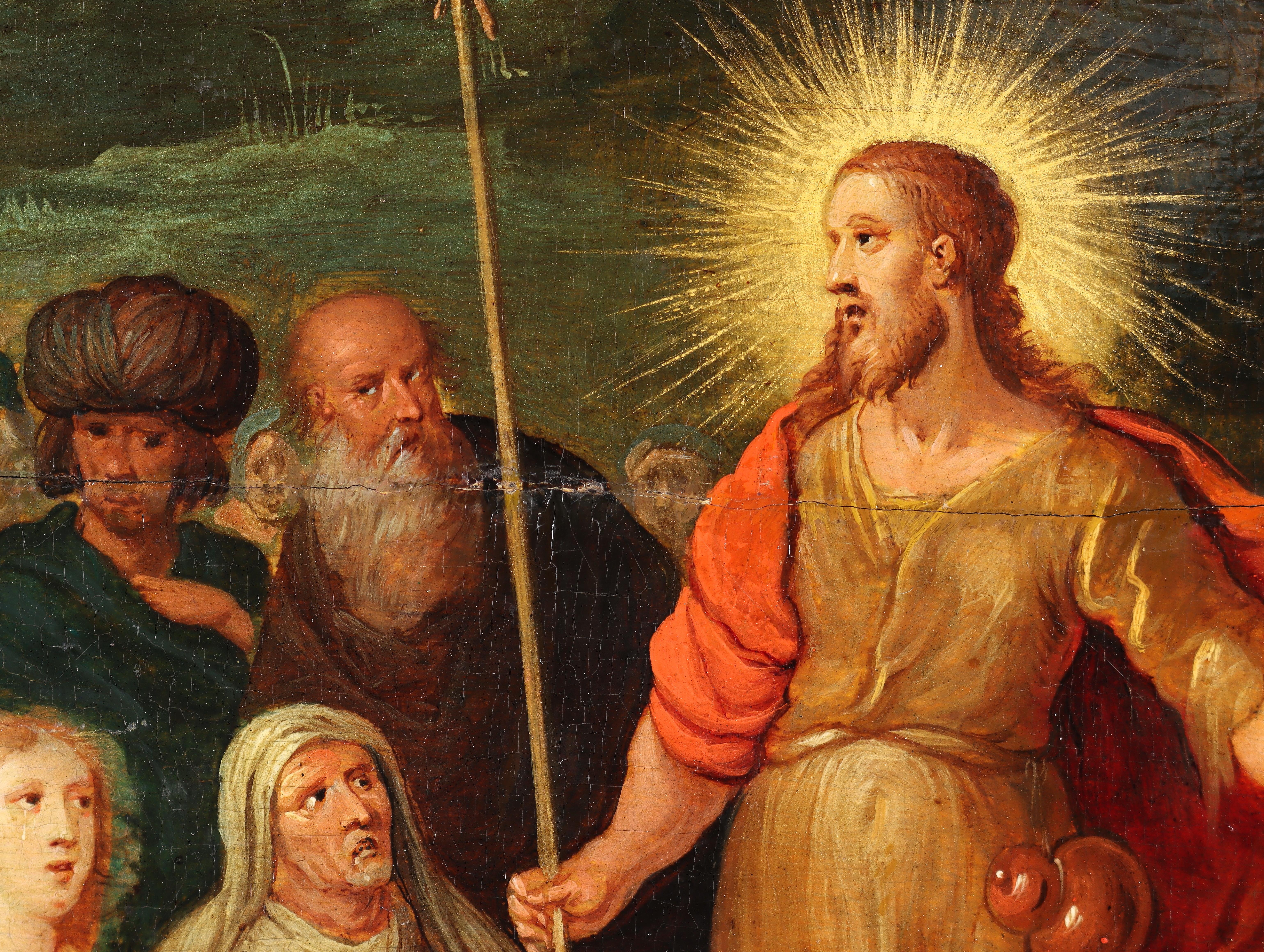 La predicazione di St. Johns, officina di Fans Francken II, 1600 - Figurative Painting Grigio di Unknown