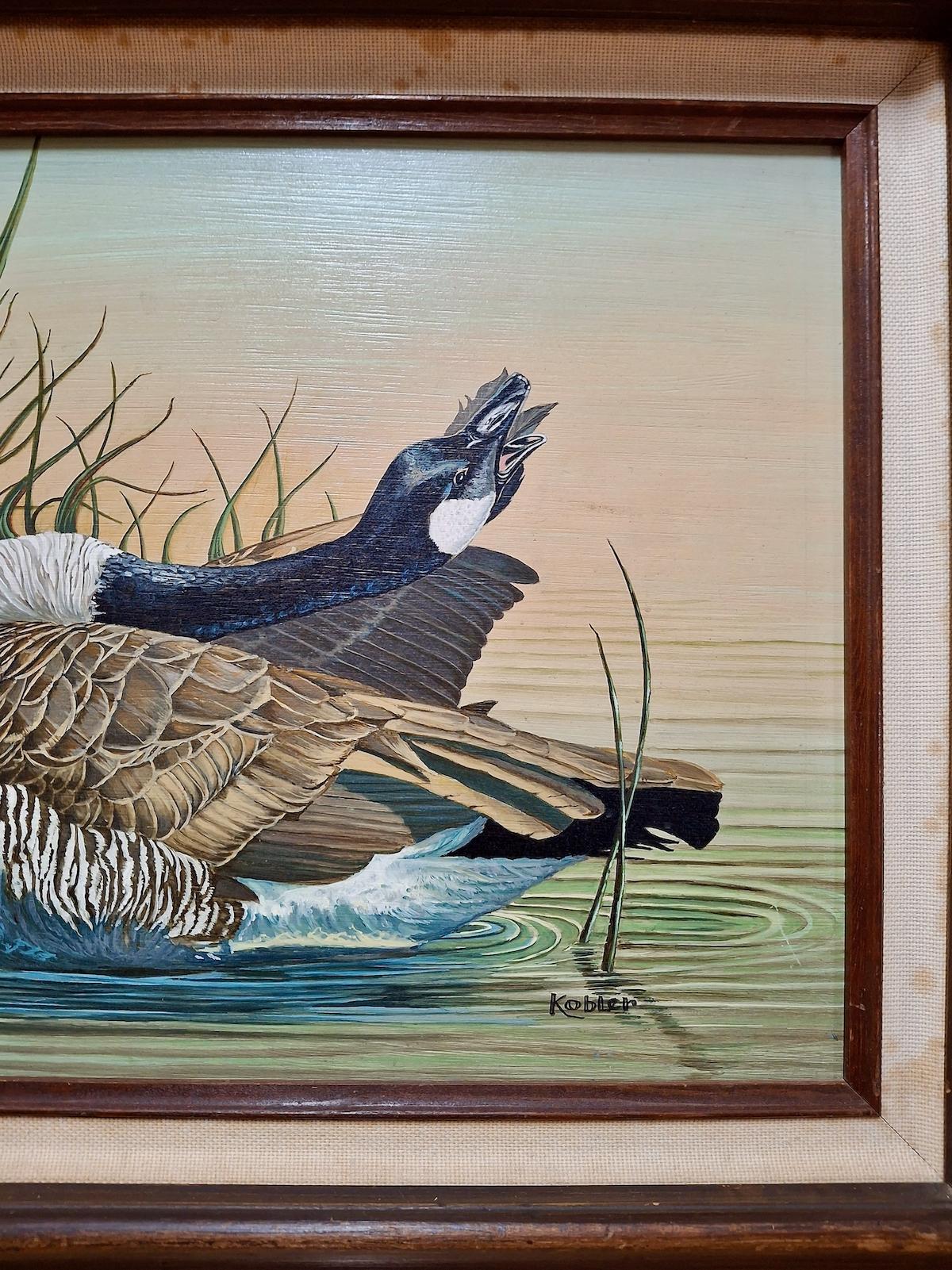 El ganso que se acicala - Painting realista estadounidense de Unknown