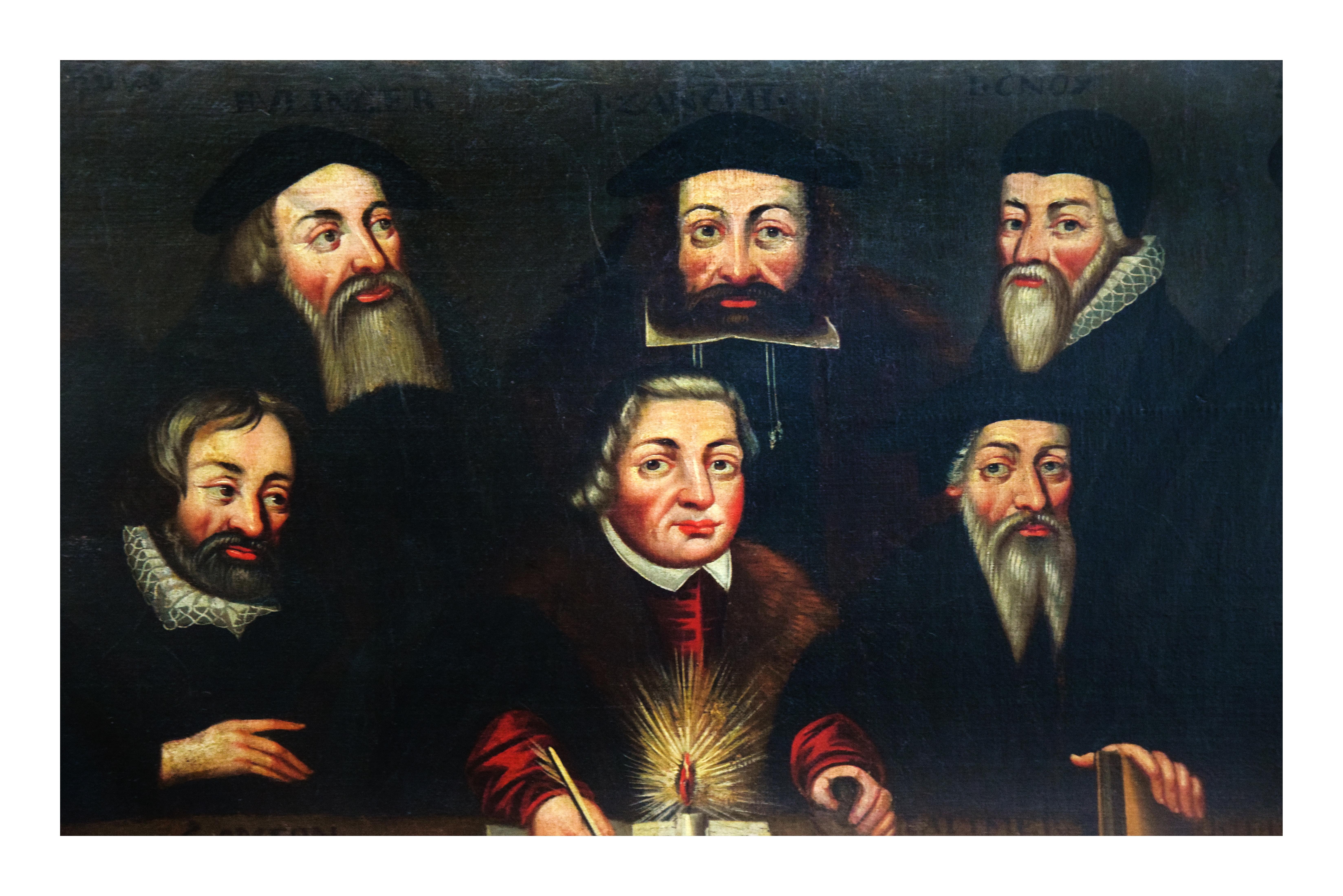 The Primitive Reformers - Oil on Canvas by English School Master 1600/1700 - Painting by Unknown