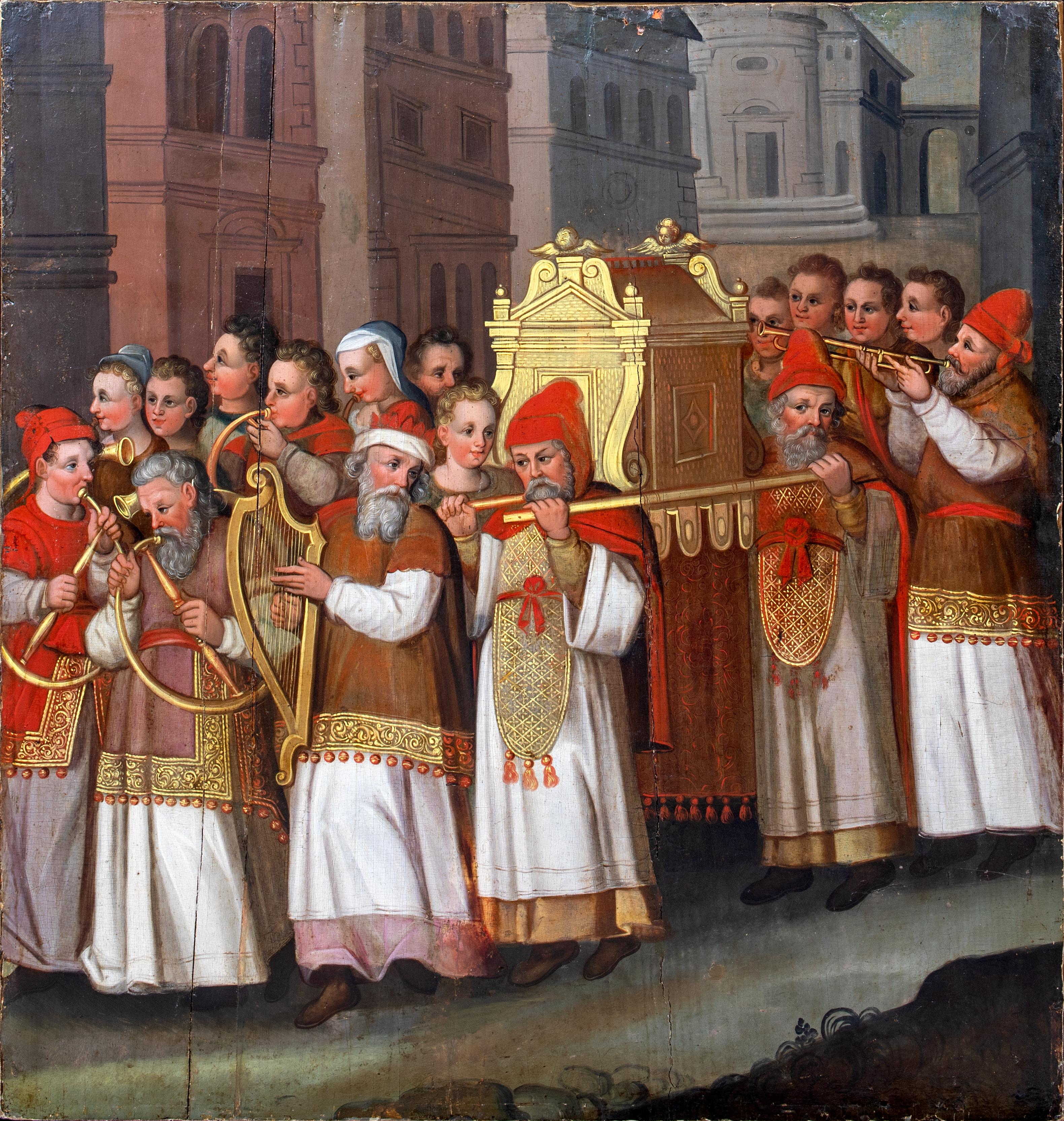 Unknown Figurative Painting - The Procession Of The Ark Of The Covenant, The Battle Of Jericho, 17th Century