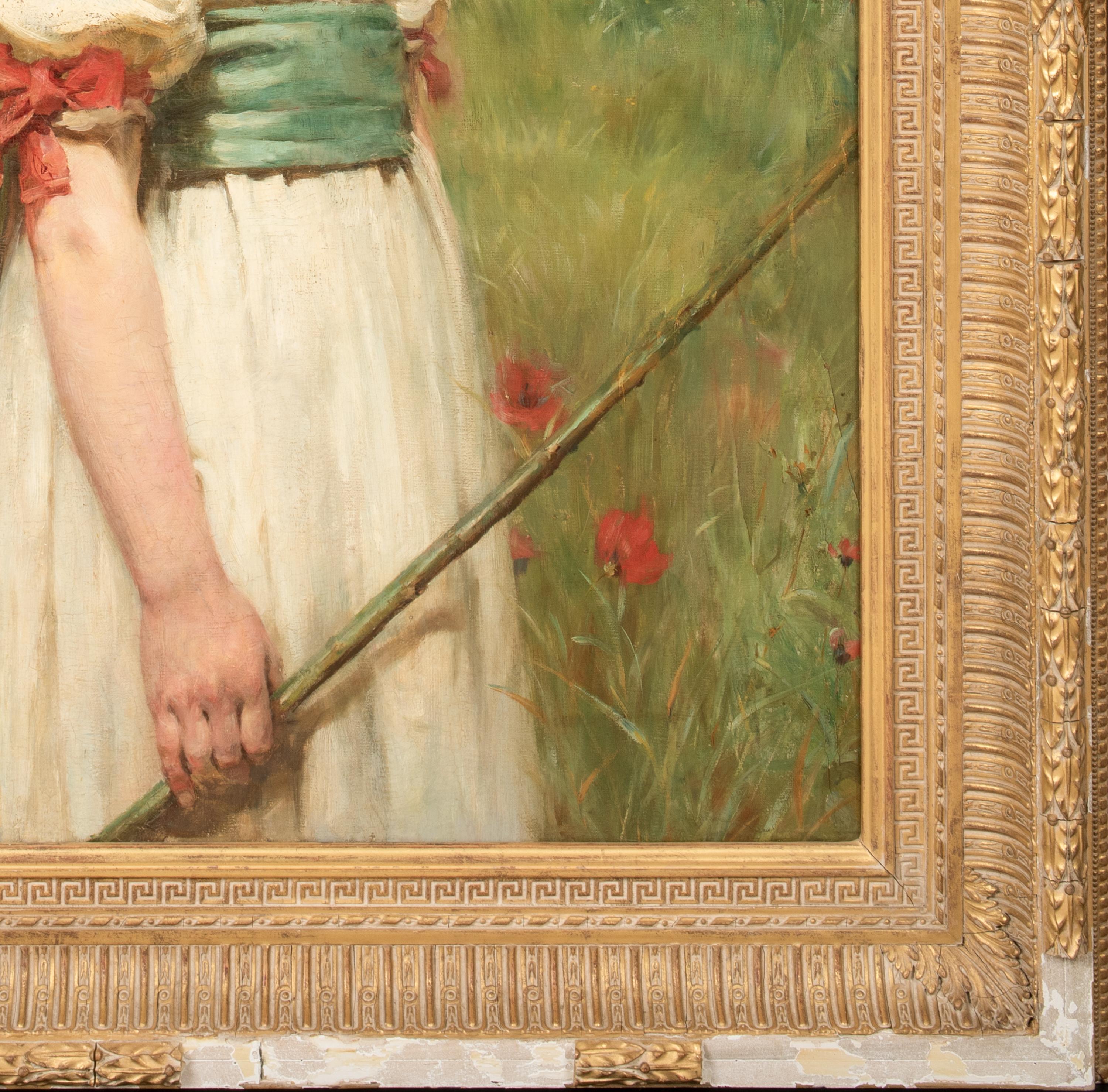 The Queen Of May, dated 1877

by Valentine Cameron PRINSEP (1838-1904) to $180,000

Large 19th Century English pre-Raphaelite portrait of a young girl as May Queen, oil on canvas by Valentine Cameron Prinsep. Excellent quality and condition large