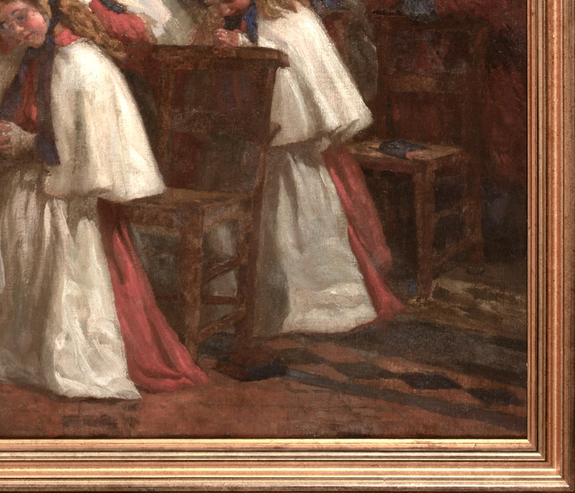 
The Red Maids Of Bristol, Sunday Church Service, Lord Mayor's Chapel, Bristol, 1911

by William Holt Yates TITCOMB (1859-1930) 

Exhibited at the Royal Academy 1911

Large 1911 Church Service Interior of The Red Maids Of Bristol at the Lord Mayor's
