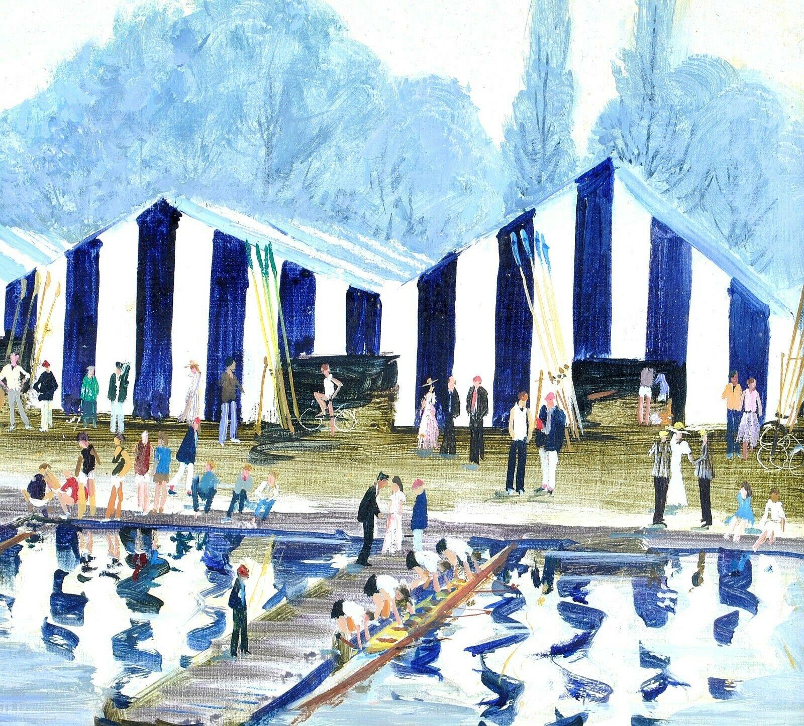 The Regatta - Fine 20th Century Oil on Panel Rowing Sporting Painting 2