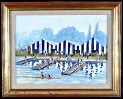The Regatta - Fine 20th Century Oil on Panel Rowing Sporting Painting