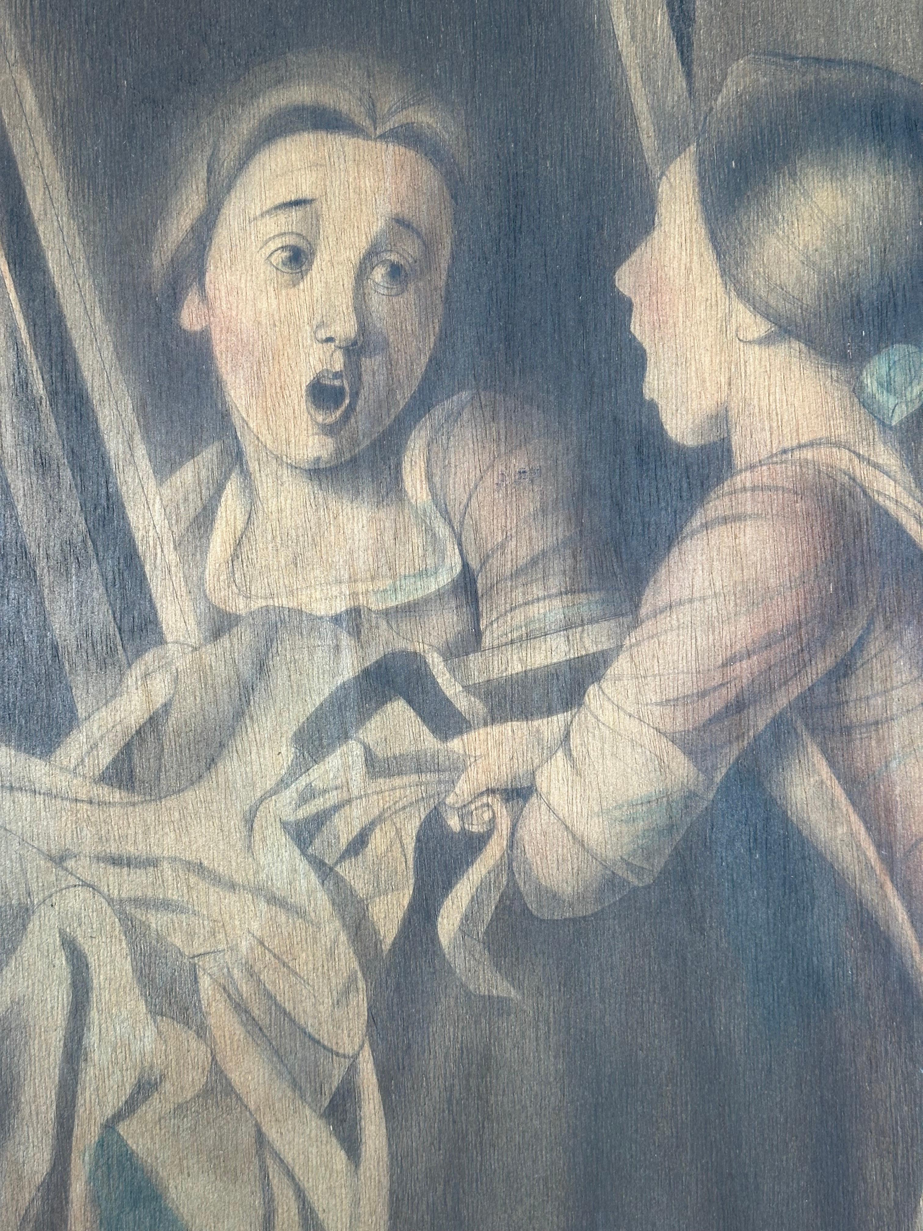 The Rehearsal for Spontaneity - Gray Figurative Painting by Unknown