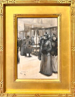 The Relics of George Washington Exhibition: Watercolor on Paper, Signed, Framed