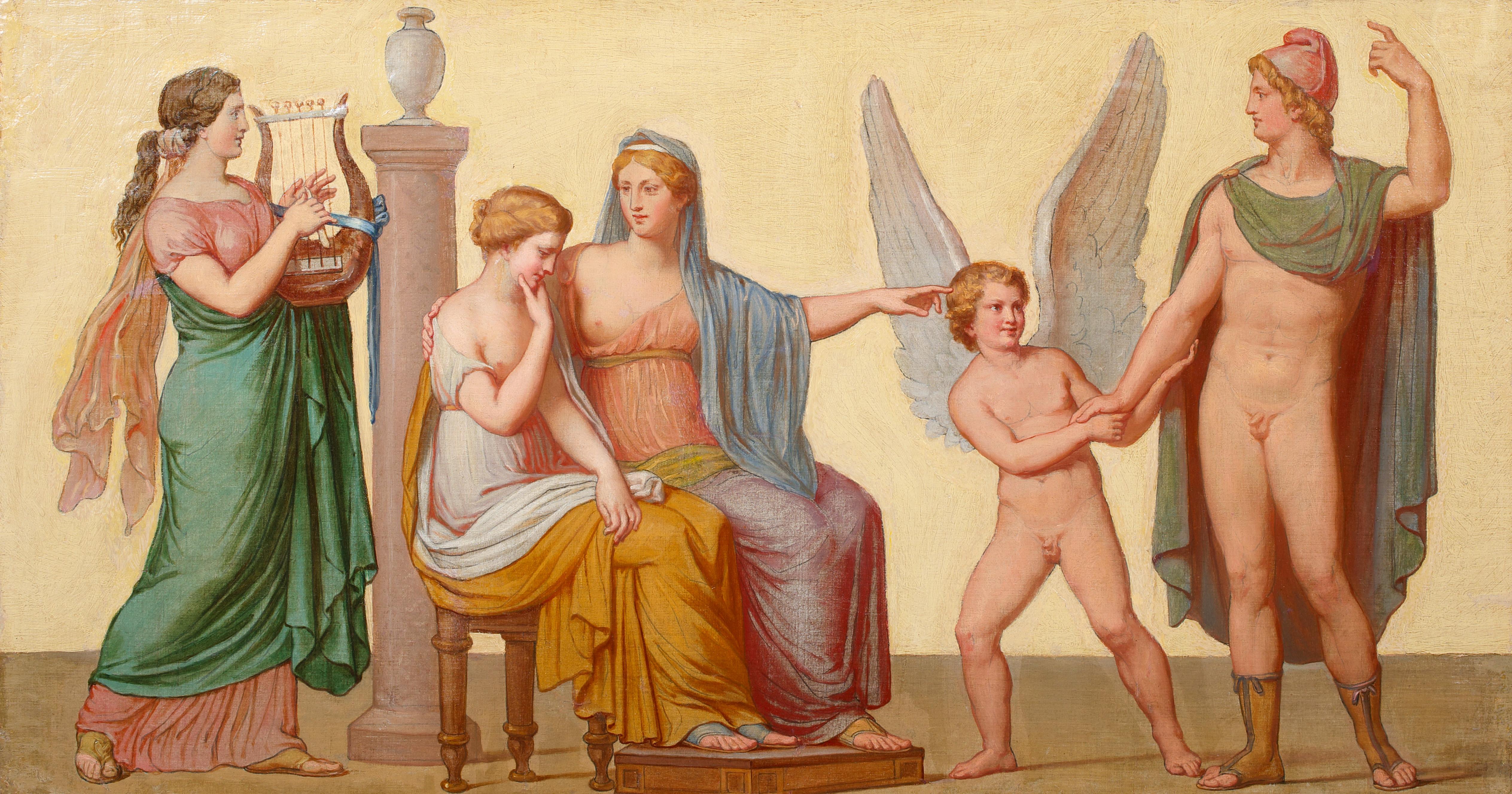 The Roman Gods In An Allegory Of Love, 18th Century  Italian School  - Painting by Unknown