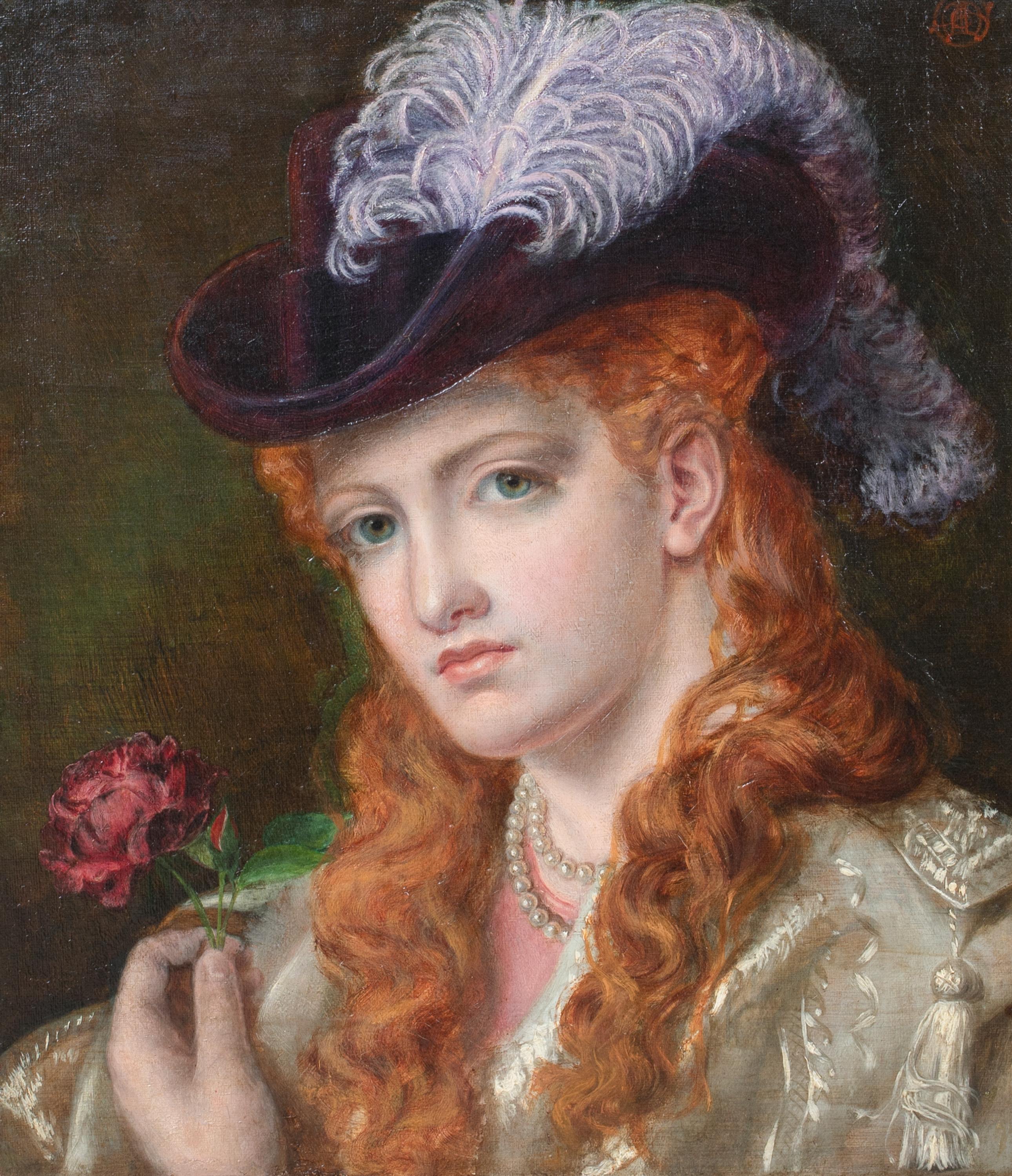 The Rose, 19. Jahrhundert

von Emma SANDYS (1834-1877) ähnlich $70.000

Großes präraffaelitisches Porträt eines jungen rothaarigen Mädchens, das eine Rose hält, Öl auf Leinwand von Emma Sandys, 19. Ausgezeichnete Qualität und Zustand Porträt des