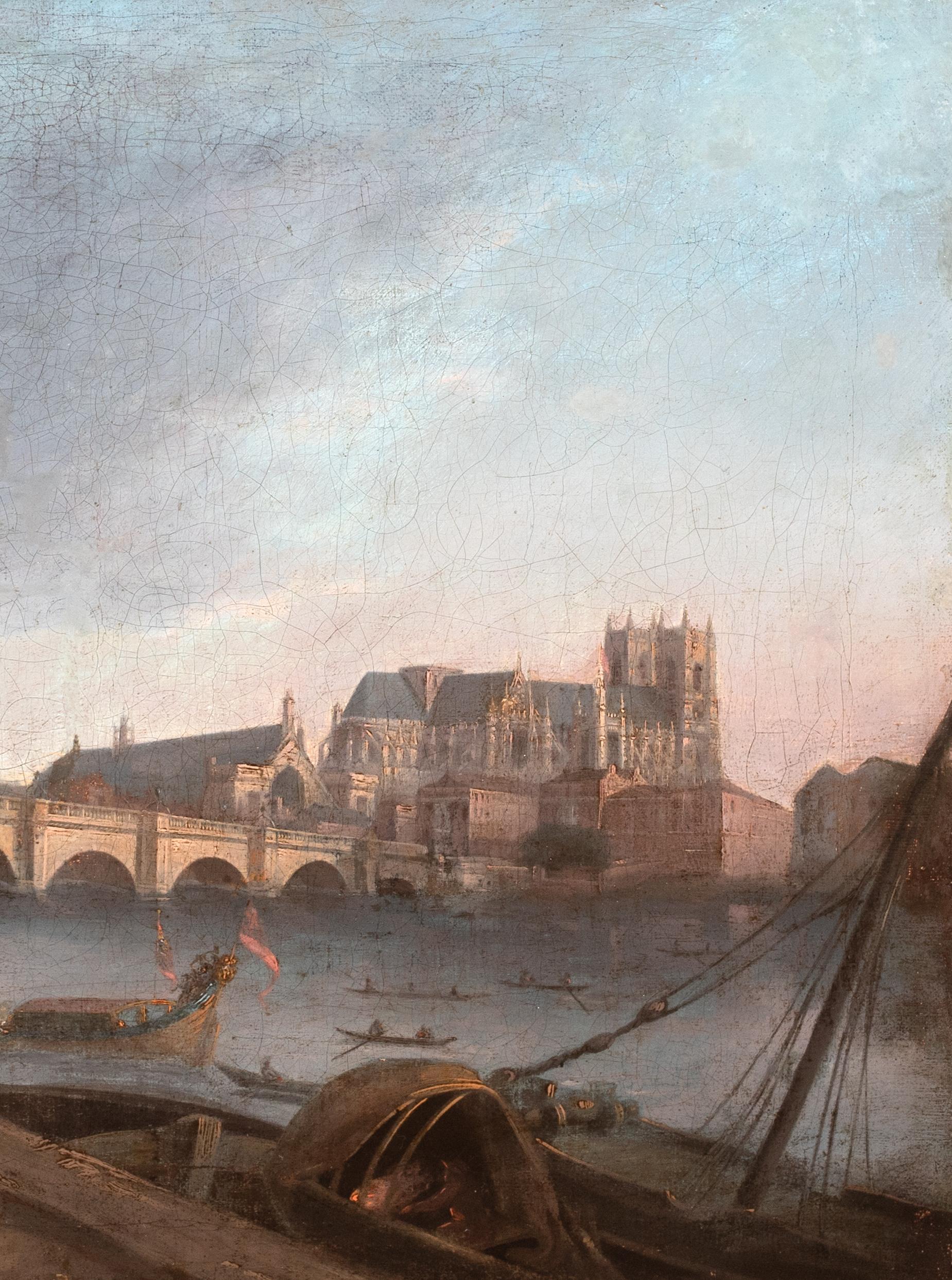 The Royal Barge of George III, Westminster Bridge From Southbank, 18th Century For Sale 2