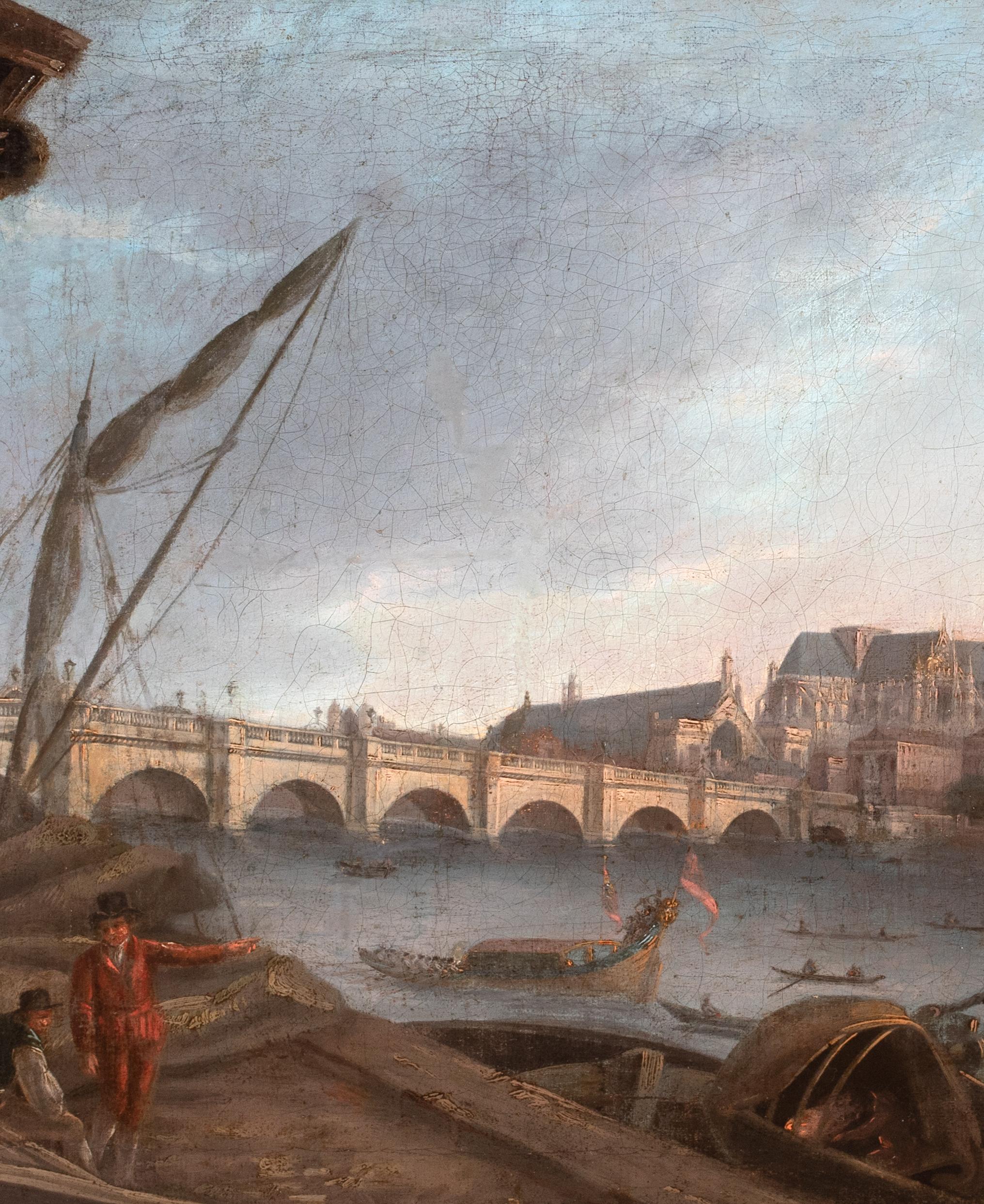 The Royal Barge of George III, Westminster Bridge From Southbank, 18th Century For Sale 3