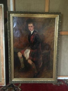 The Scottish Gentlemen, Large Impressionist Portrait, Signed Oil Painting
