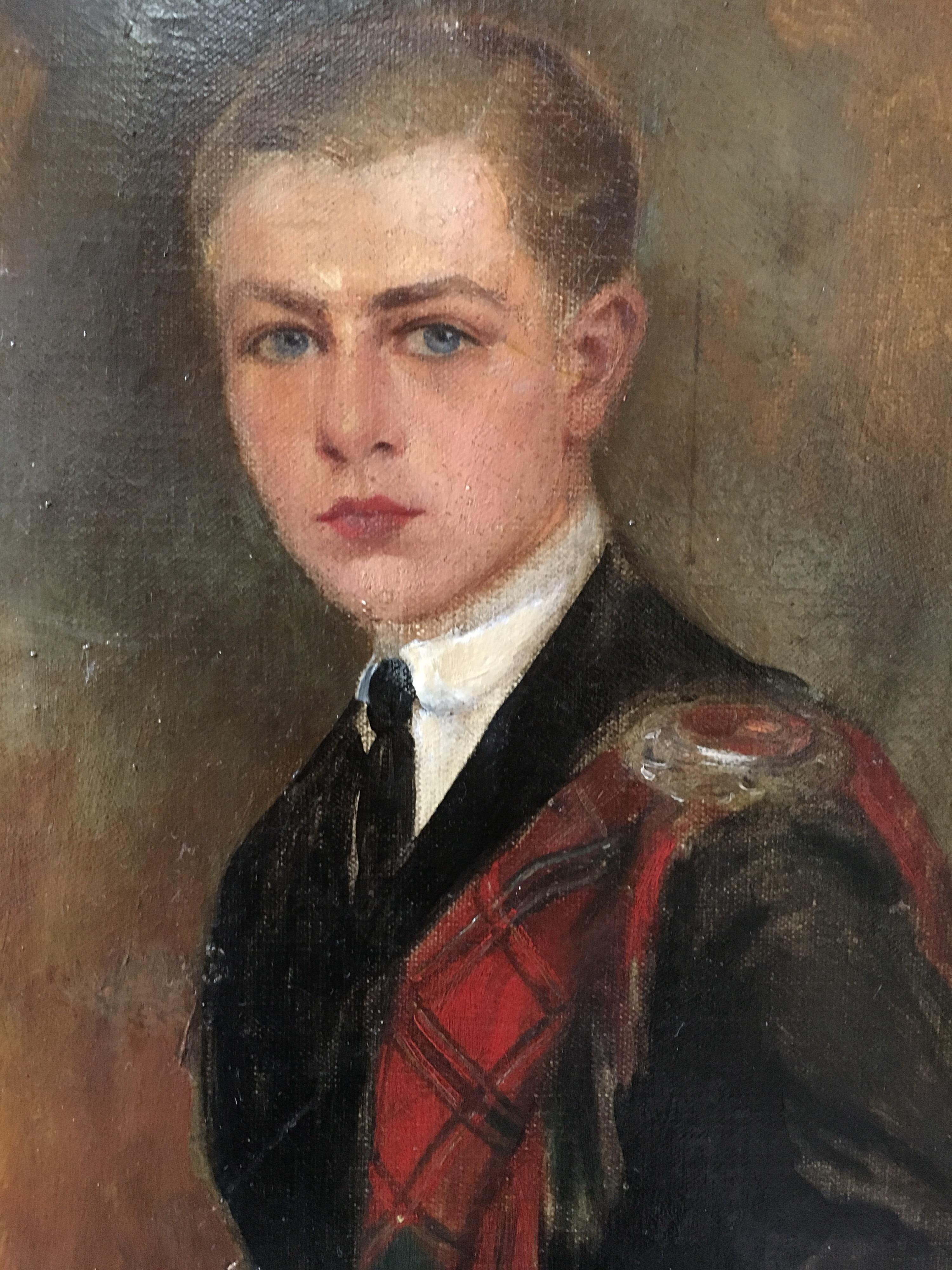 The Scottish Gentlemen, Large Impressionist Portrait, Signed Oil Painting  3