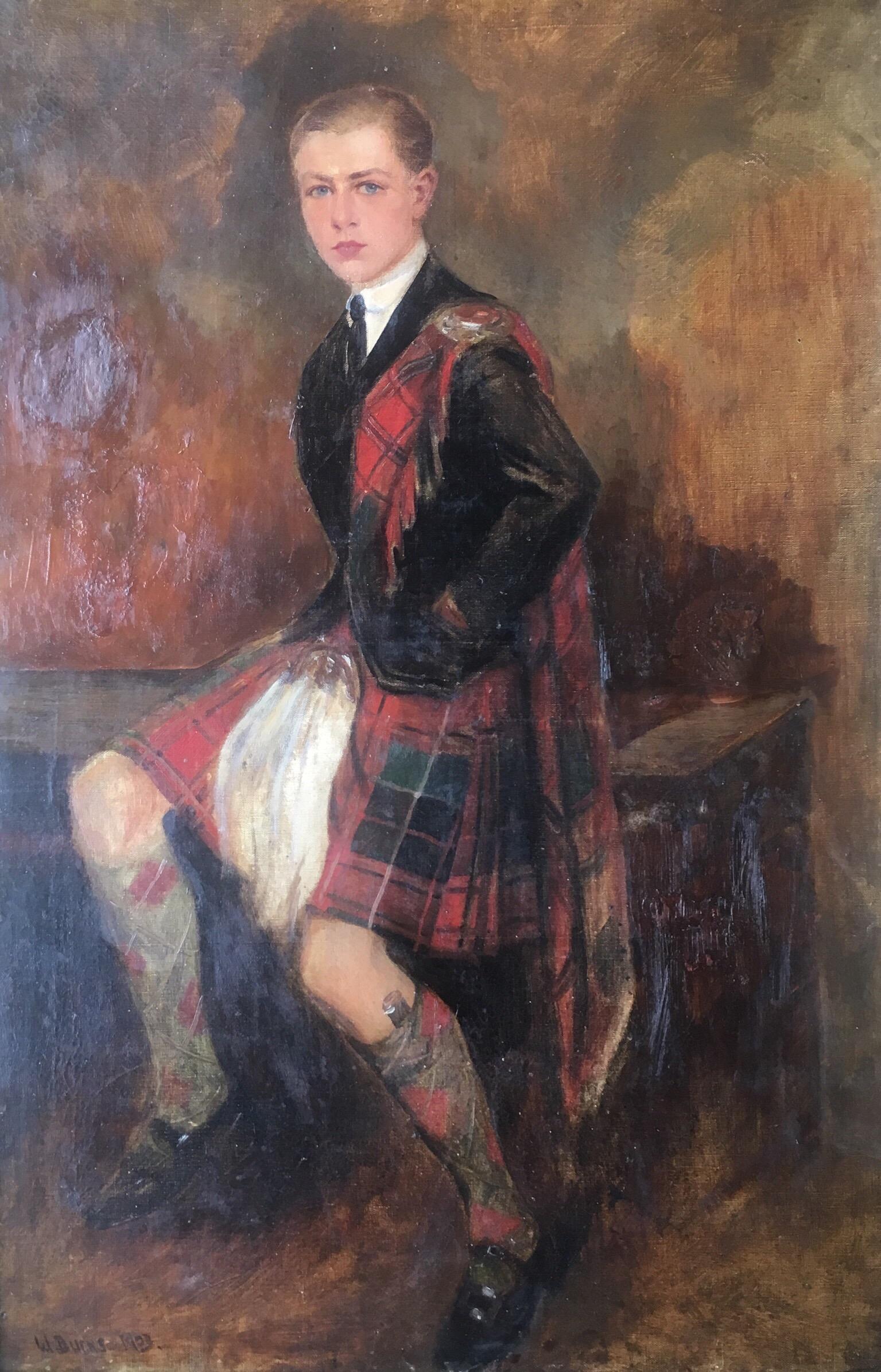 Unknown Portrait Painting - The Scottish Gentlemen, Large Impressionist Portrait, Signed Oil Painting 