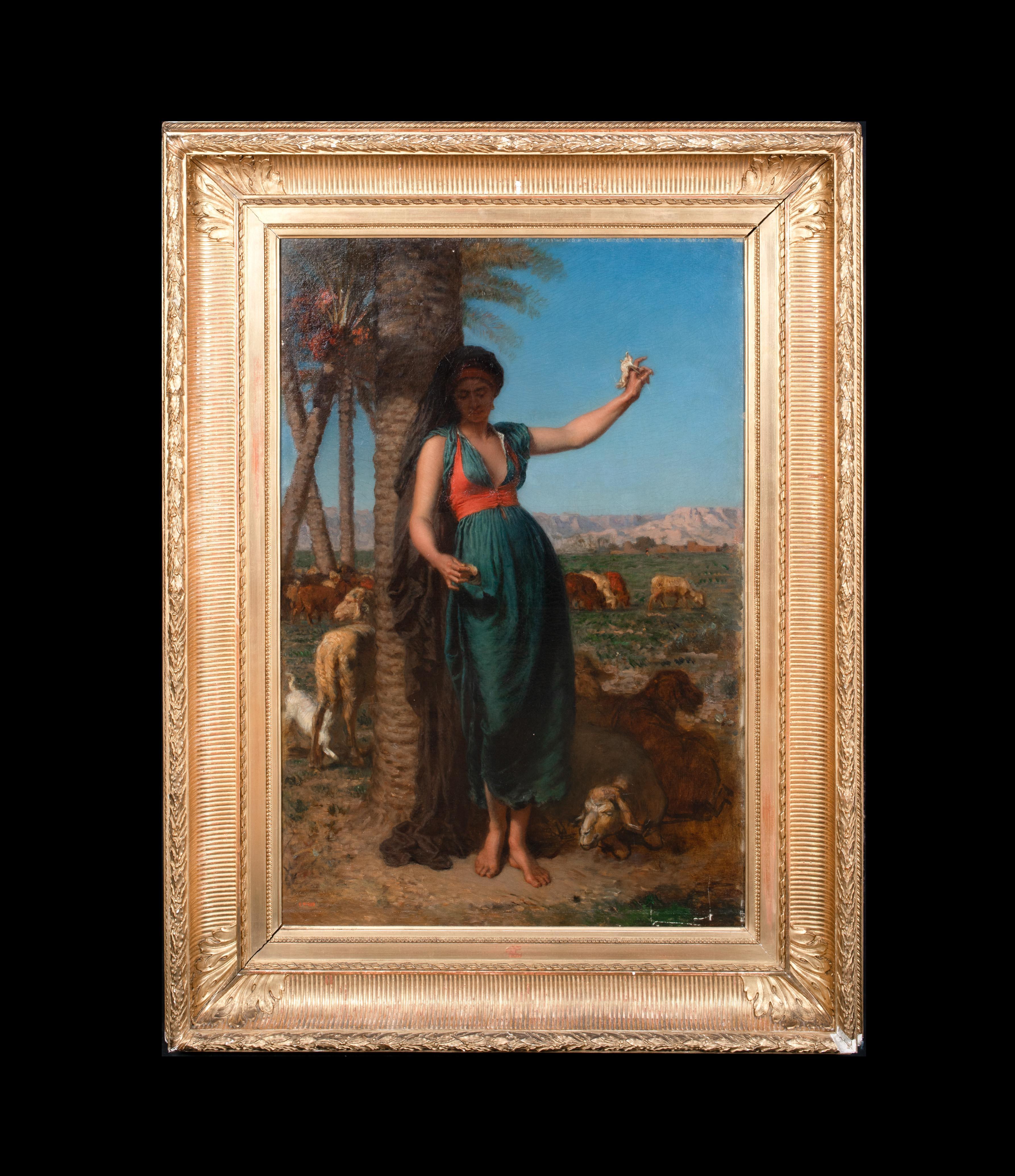 The Shepherdess, Egypt, 19th Century  by LEON ADOLPHE AUGUSTE BELLY (1827-1877) - Painting by Unknown