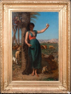 The Shepherdess, Egypt, 19th Century  by LEON ADOLPHE AUGUSTE BELLY (1827-1877) 