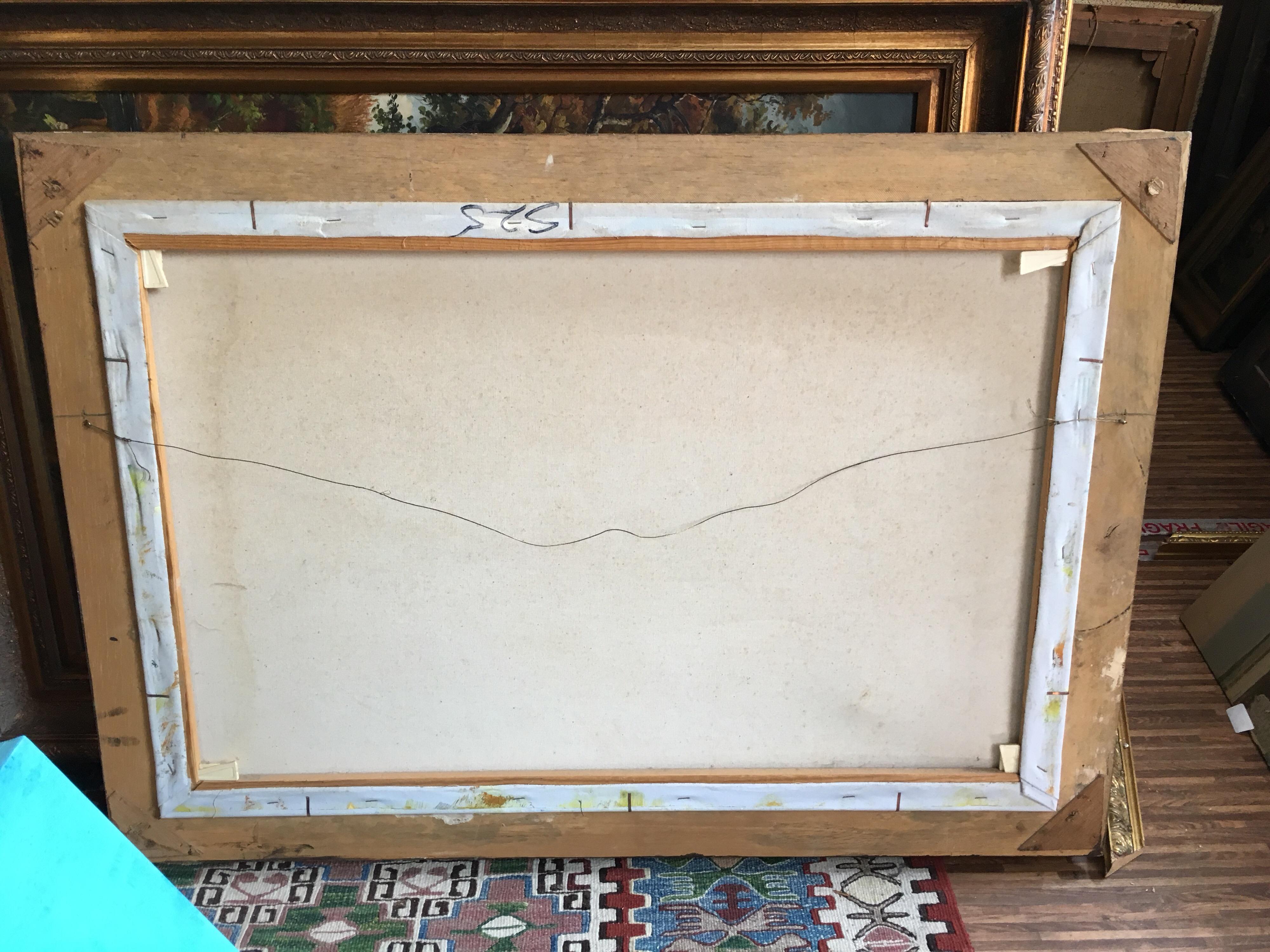 La fiesta del tiroteo - Pintura al óleo grande firmada en venta 4