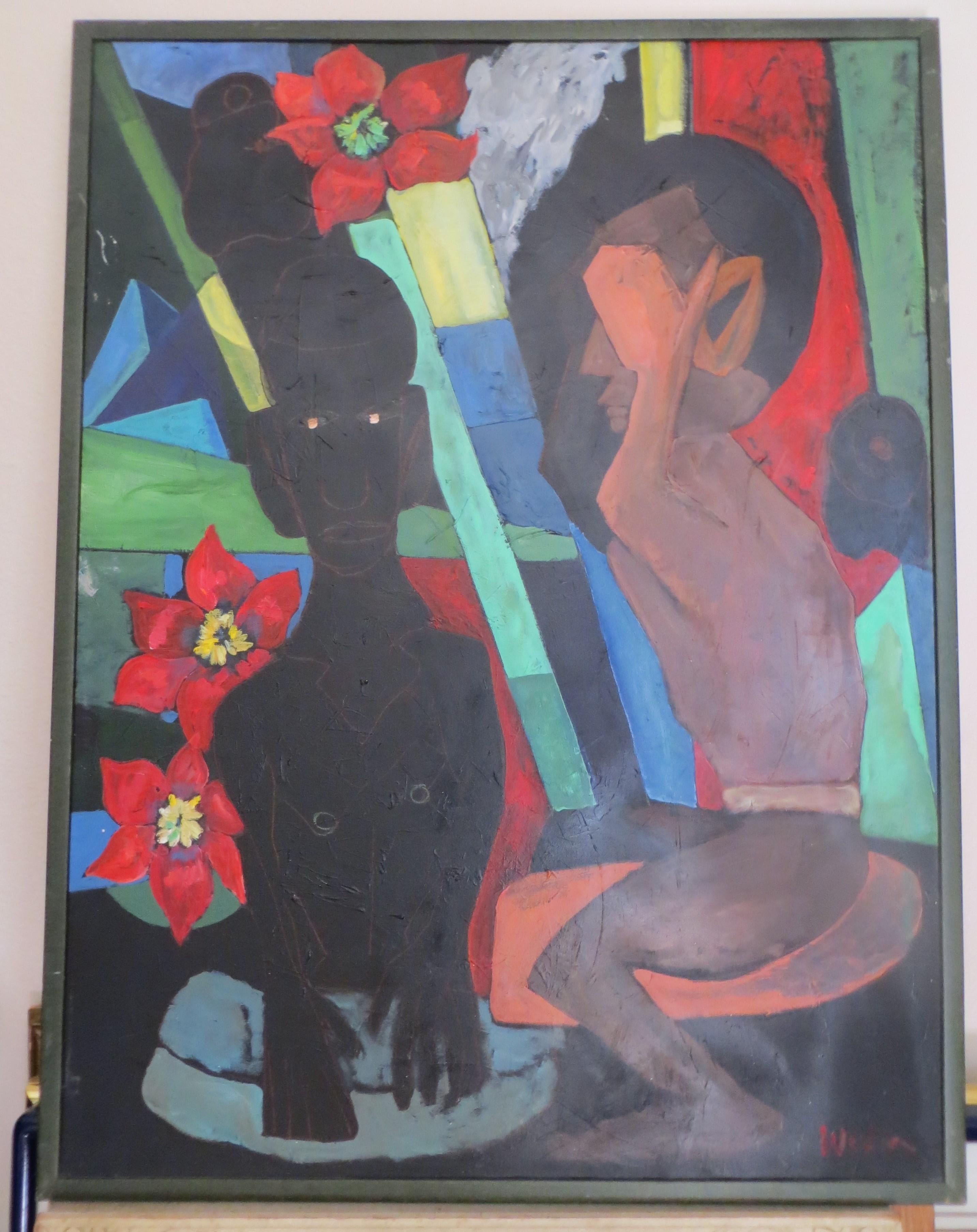 Unknown Figurative Painting - The Speaking Voice  canvas by John Weston