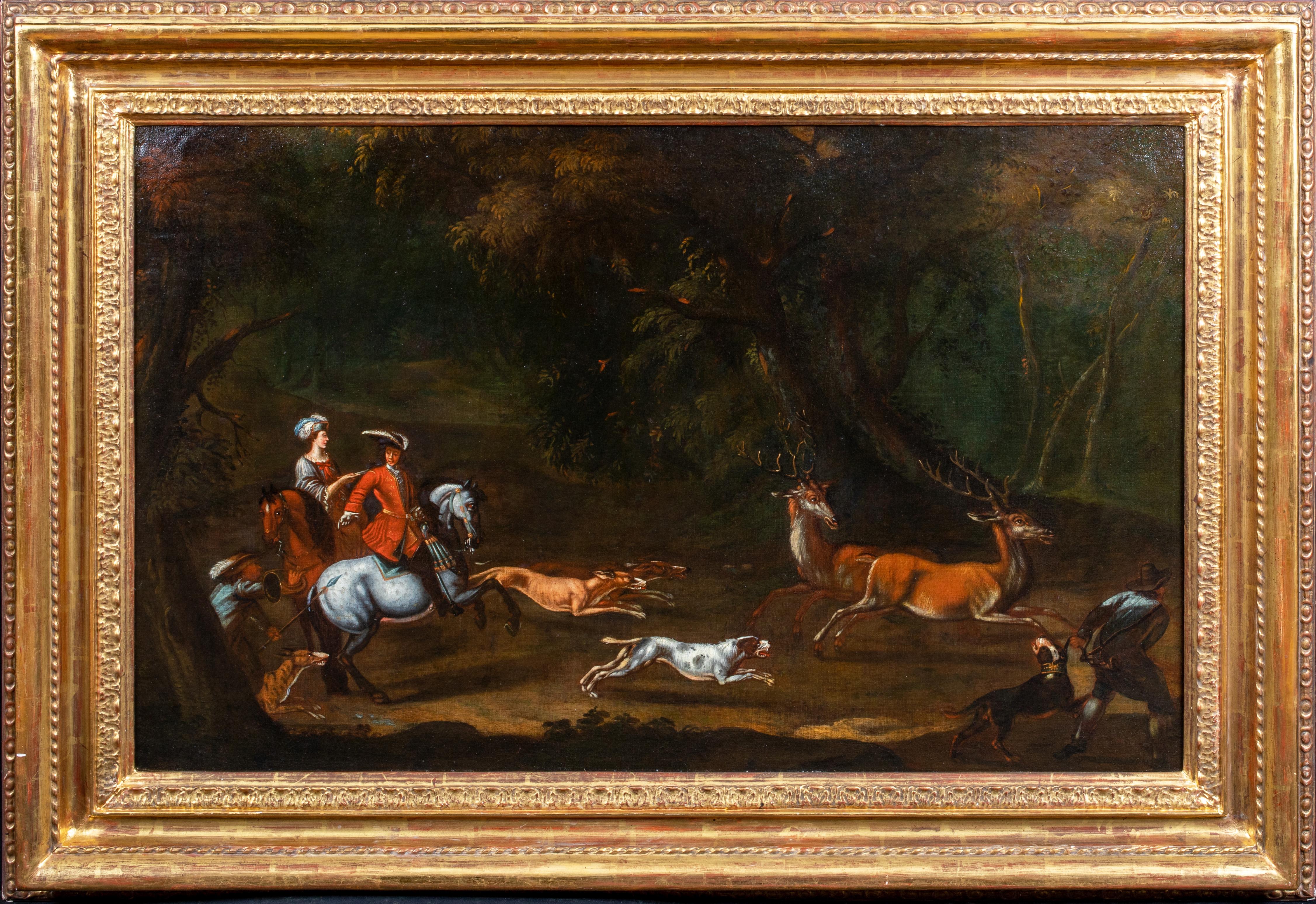 Portrait Painting de Unknown - La caza del ciervo, siglo XVII   Círculo de Johann Elias Ridinger (1698-1767)