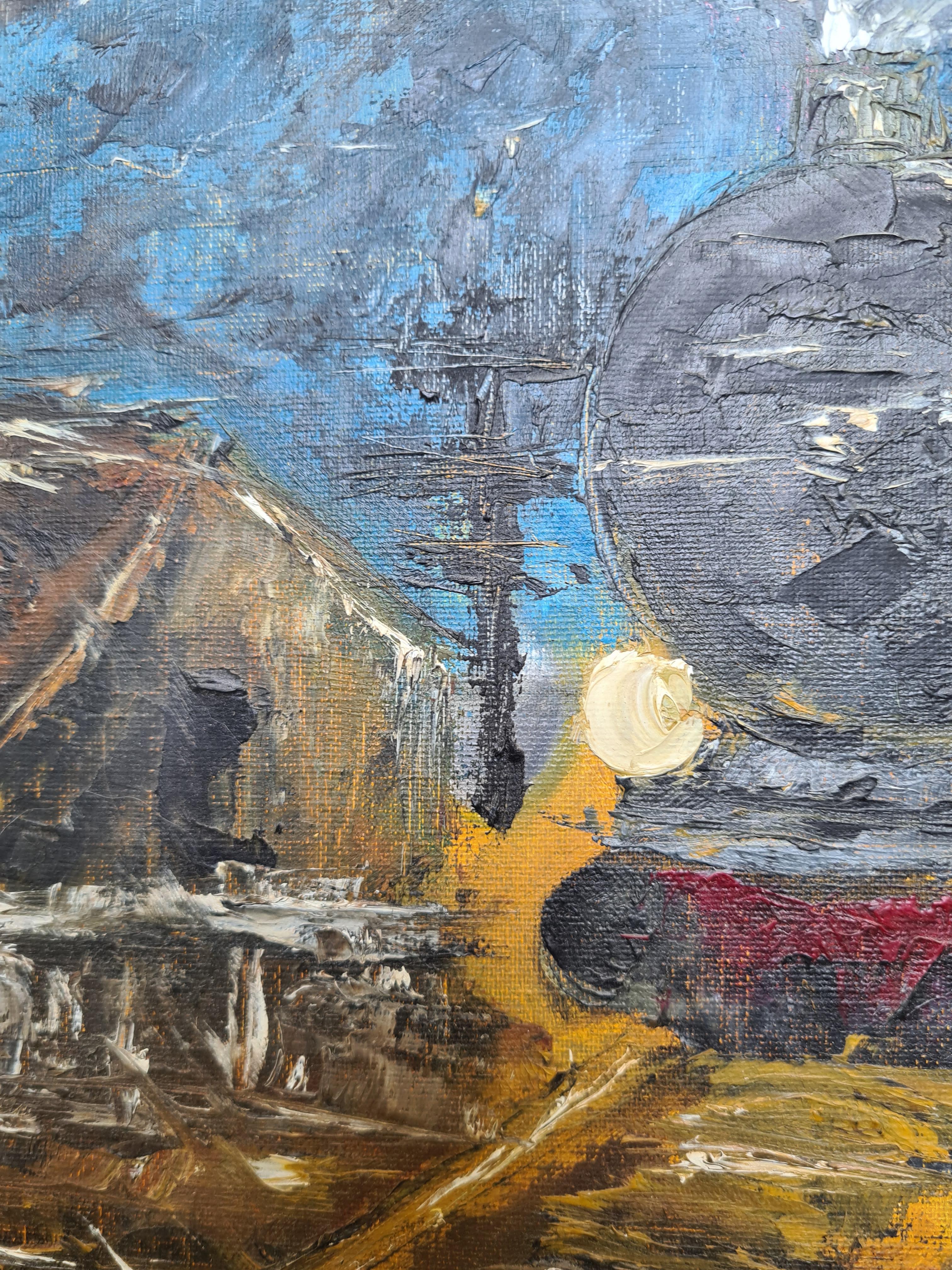 The Steam Train, Impressionist Oil After Claude Monet For Sale 2