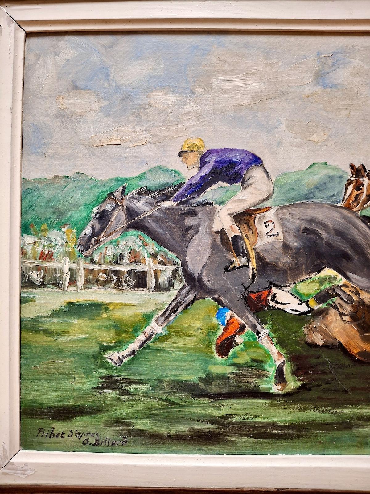 L'amoncellement du steeplechase, par G. Billard - Painting de Unknown