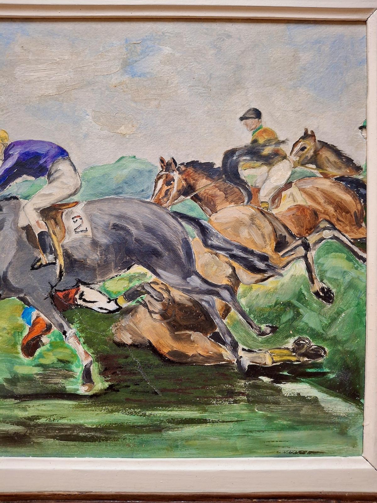 L'amoncellement du steeplechase, par G. Billard - Moderne Painting par Unknown