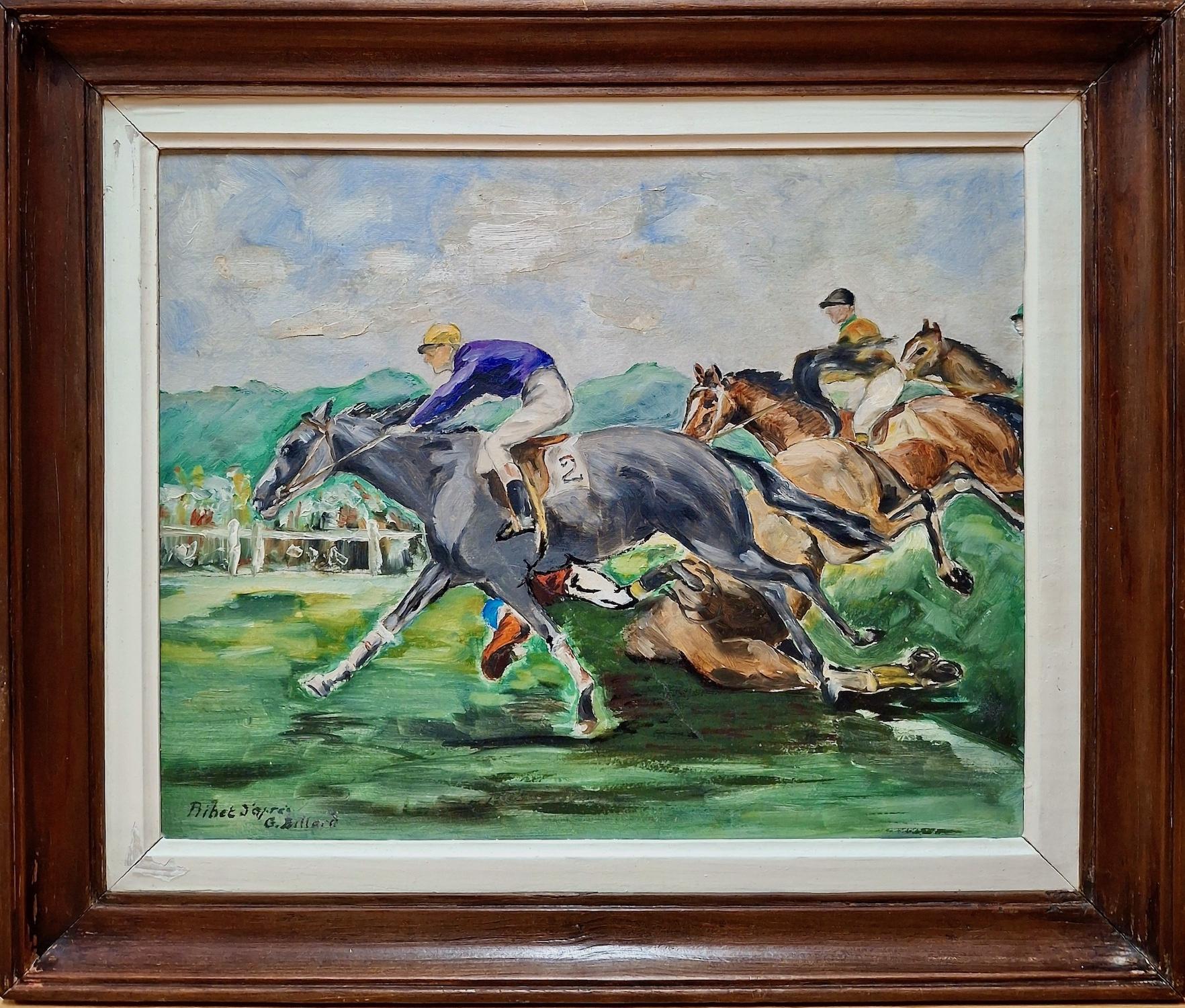 Animal Painting Unknown - L'amoncellement du steeplechase, par G. Billard