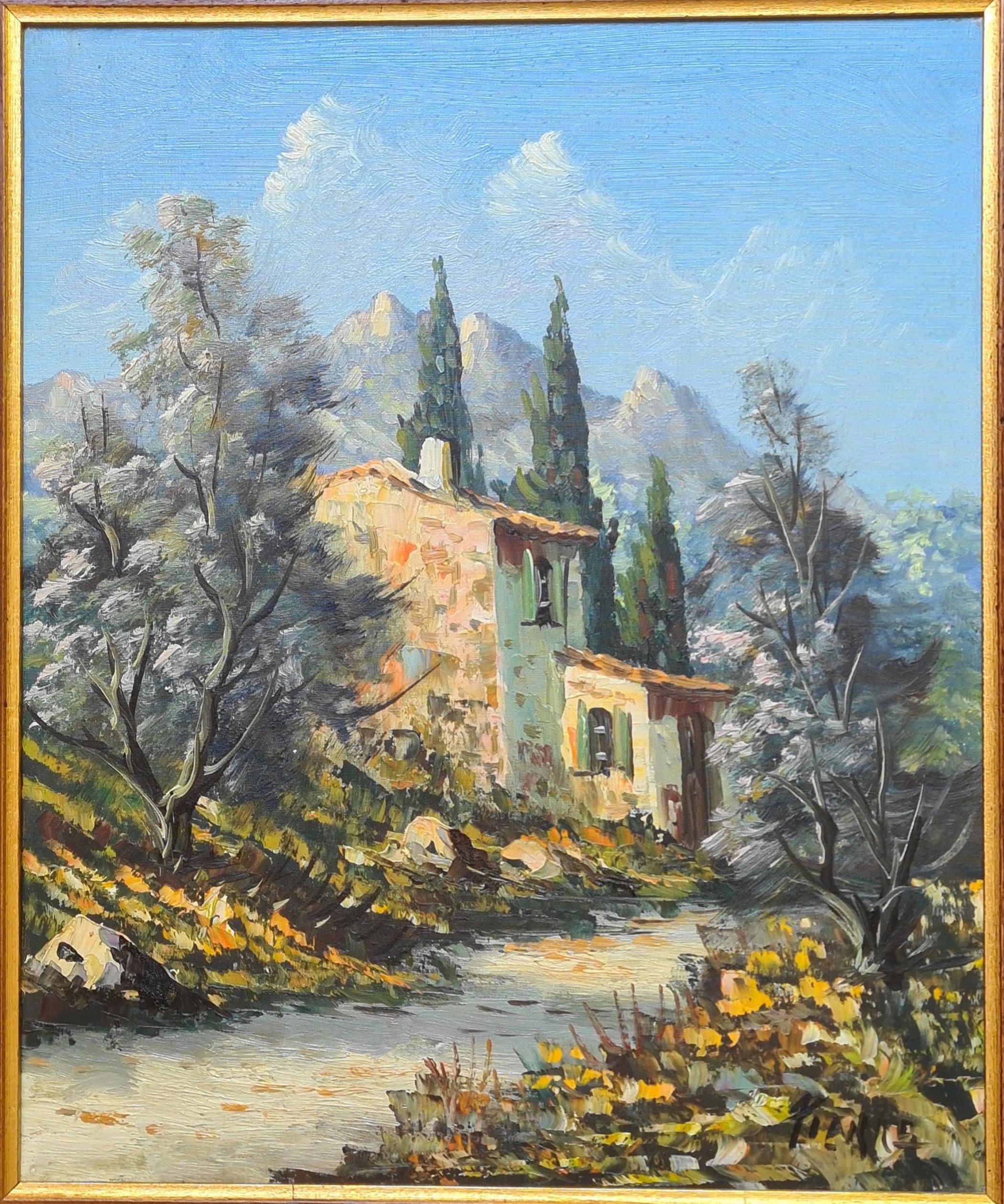 Unknown Landscape Painting - The Stone Cottage