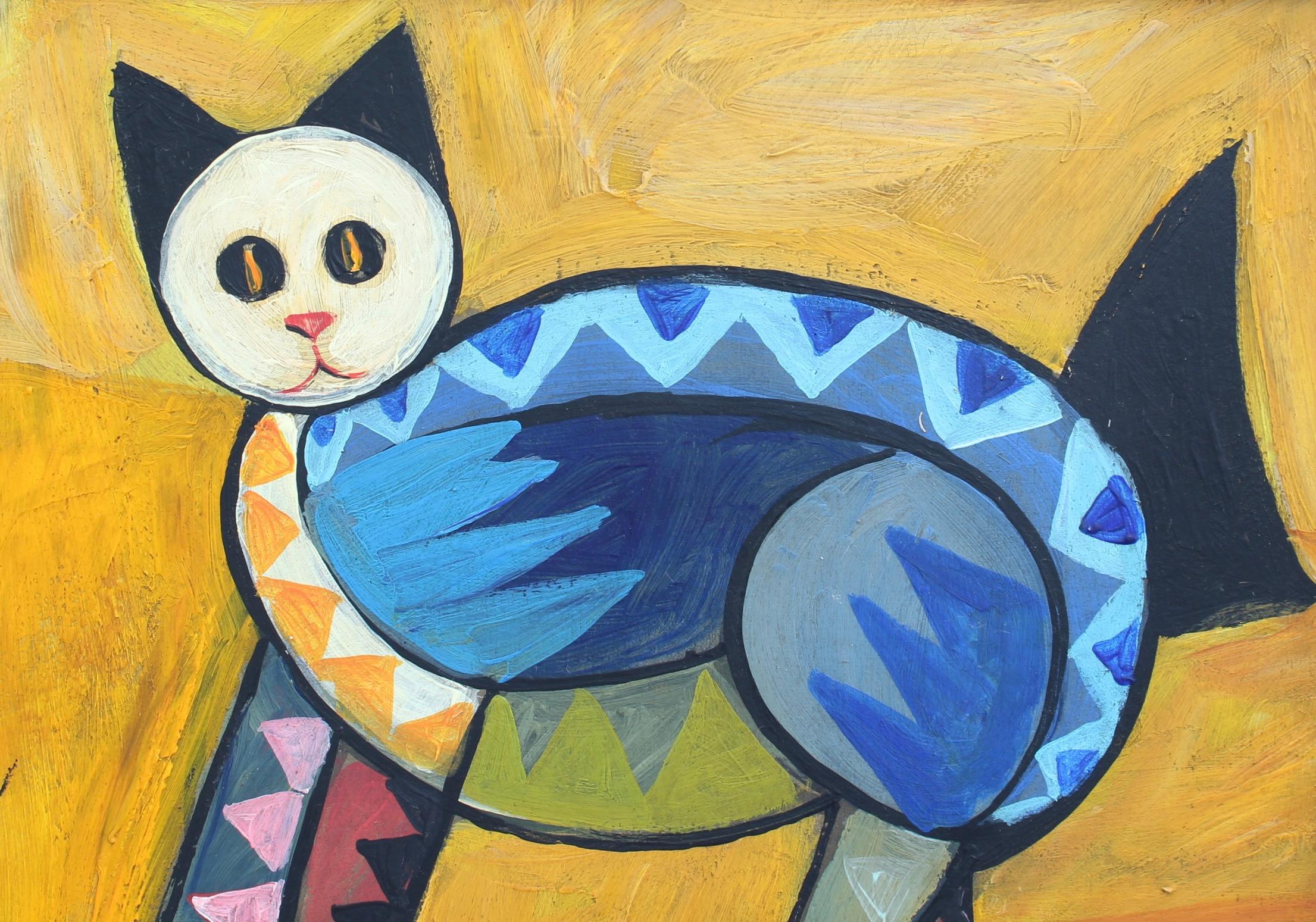 'The Stray Cat', Berlin School - Futurist Painting by Unknown
