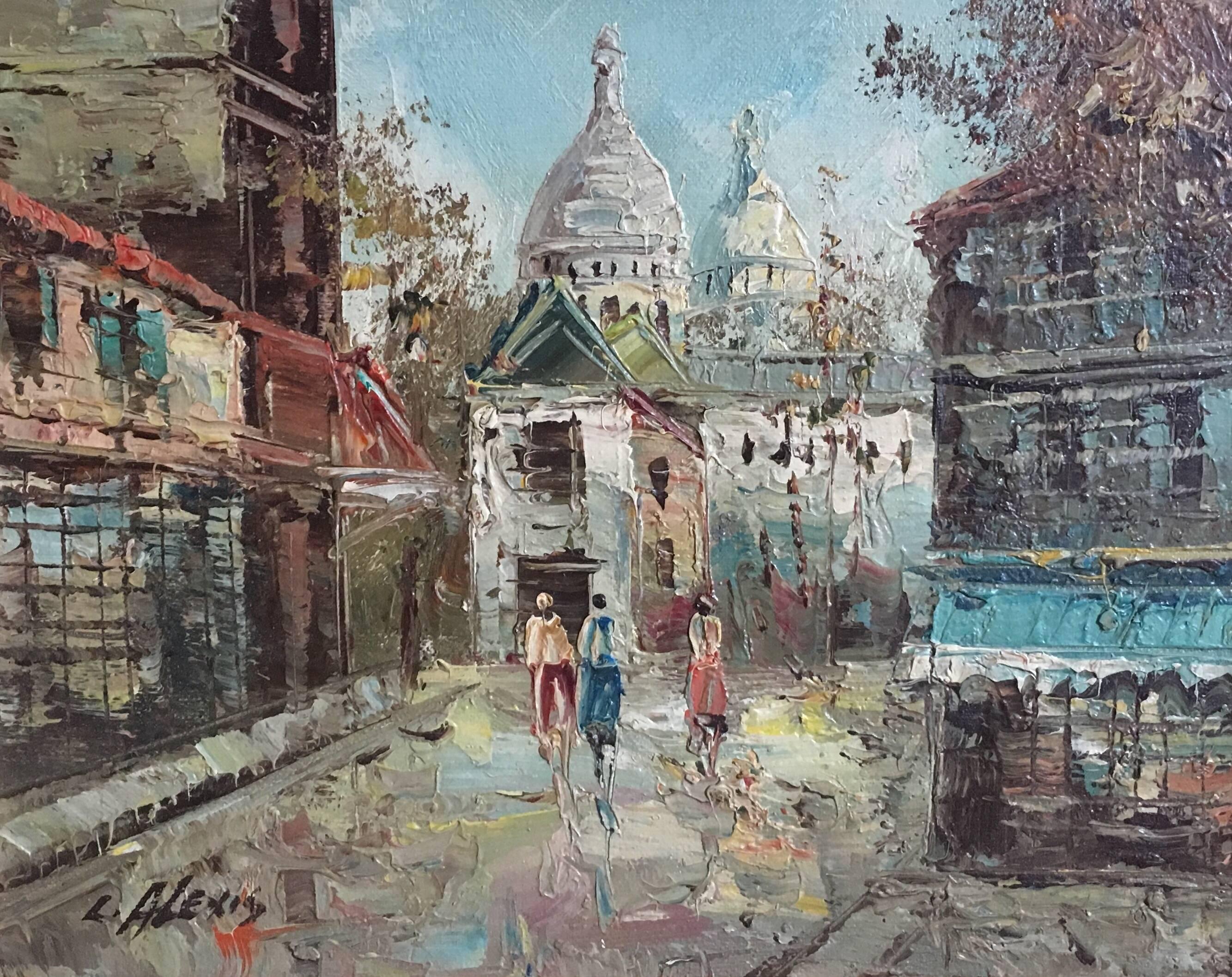 Unknown Figurative Painting - The Streets of Paris, Impressionist Oil Painting, Signed