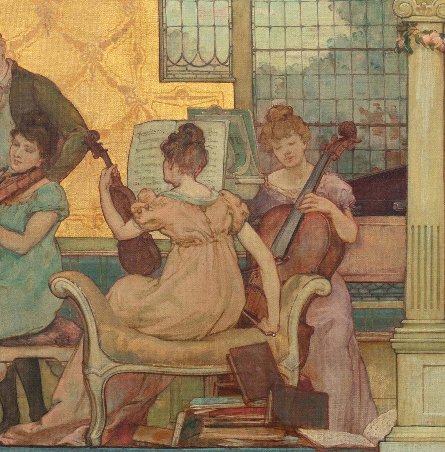 The String Quartet, 19th Century

by GERTRUDE HOMAN (1856-1905) Royal Academy Exhibited

19th Century Interior scene of a string quartet recital, oil on canvas by Gertrude Homan. Excellent quality and condition panoramic interior of a string quartet