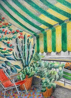 The Striped Awning, A Terrace in the South of France