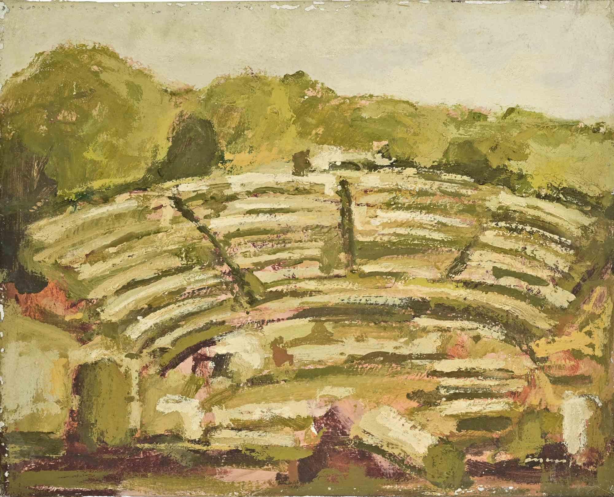 The Theatre in Muscolo - Oil Paint - 1980s - Painting by Unknown