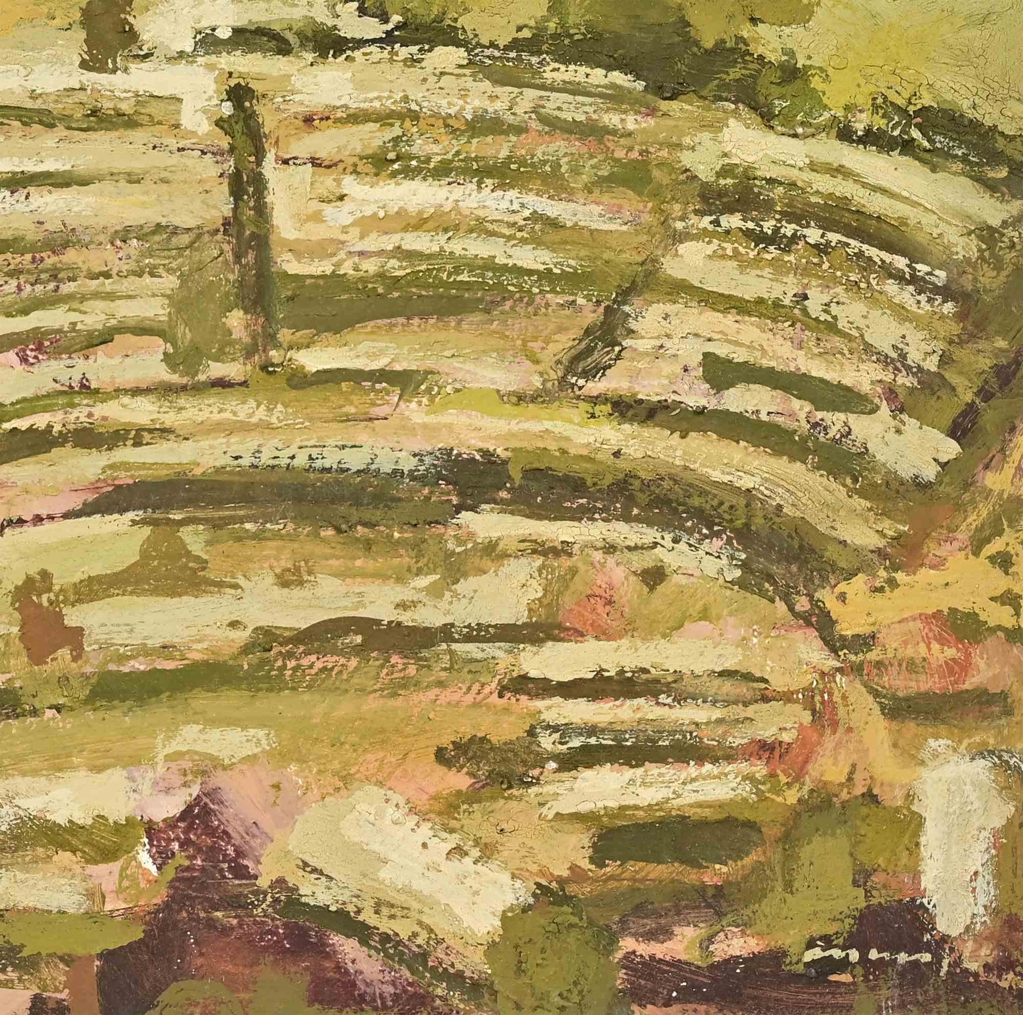The Theatre in Muscolo - Oil Paint - 1980s - Contemporary Painting by Unknown