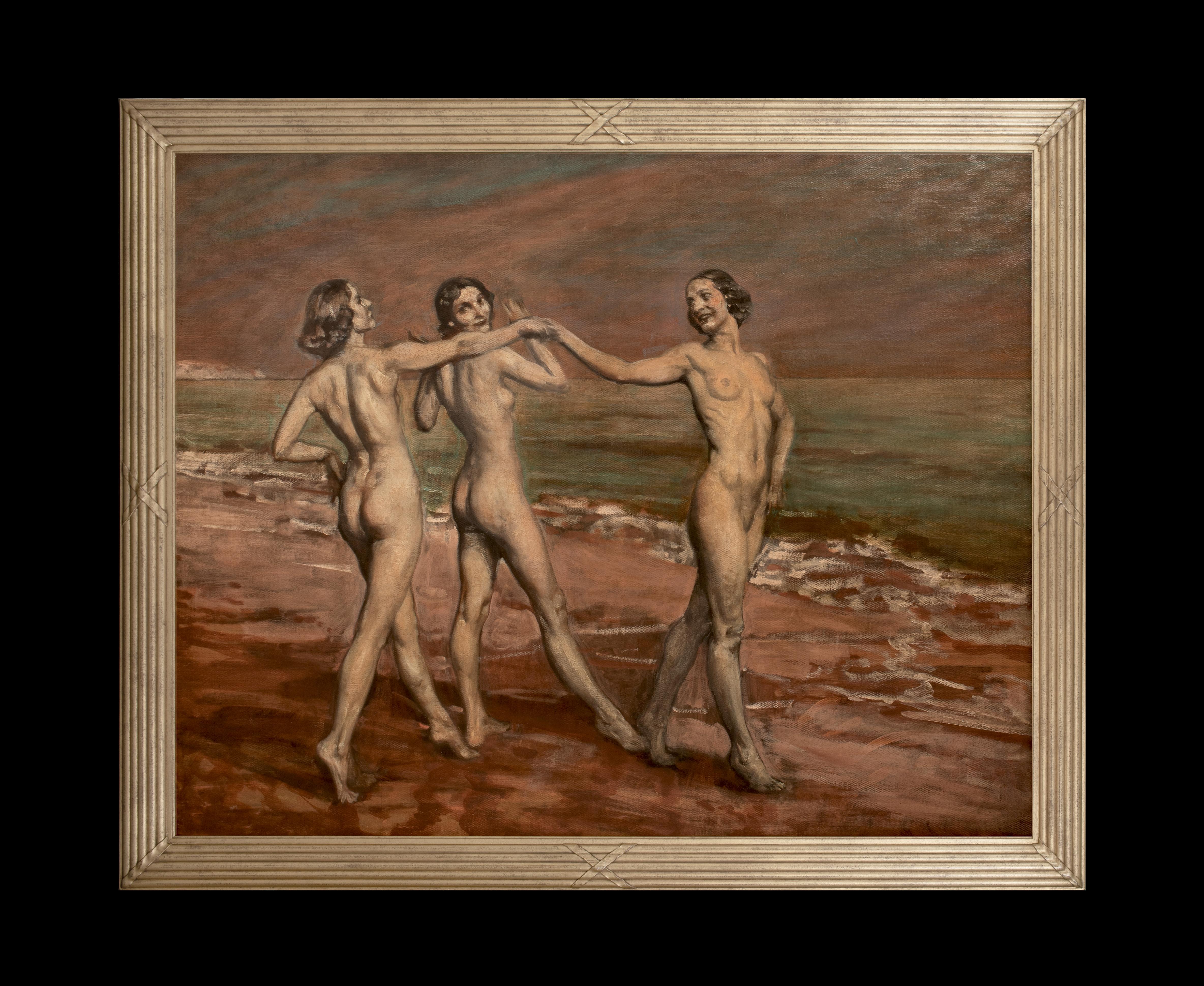 The Three Graces, circa 1930  English Symbolist School   - Painting by Unknown