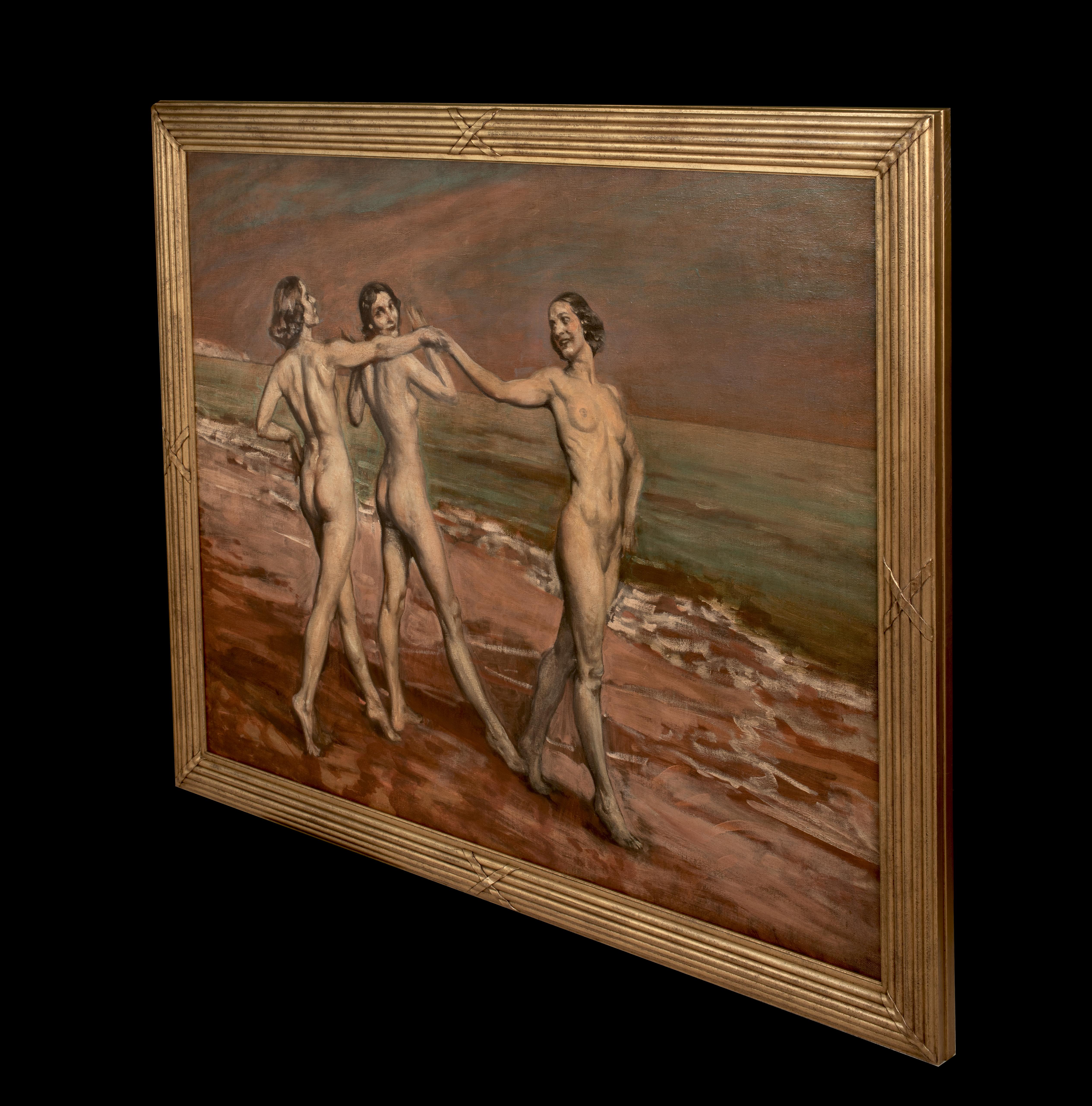 The Three Graces, circa 1930  English Symbolist School For Sale 4