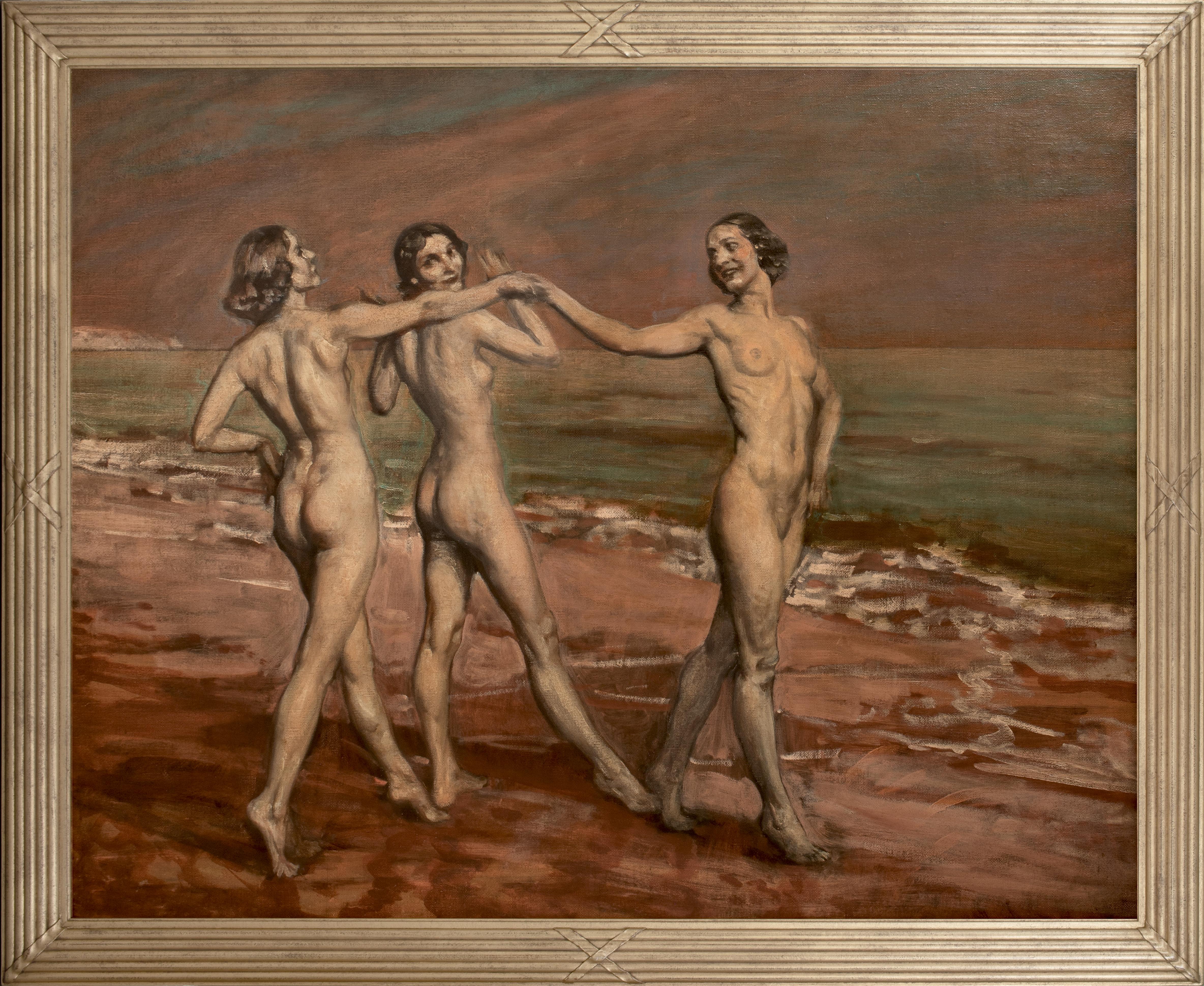 Unknown Landscape Painting - The Three Graces, circa 1930  English Symbolist School  