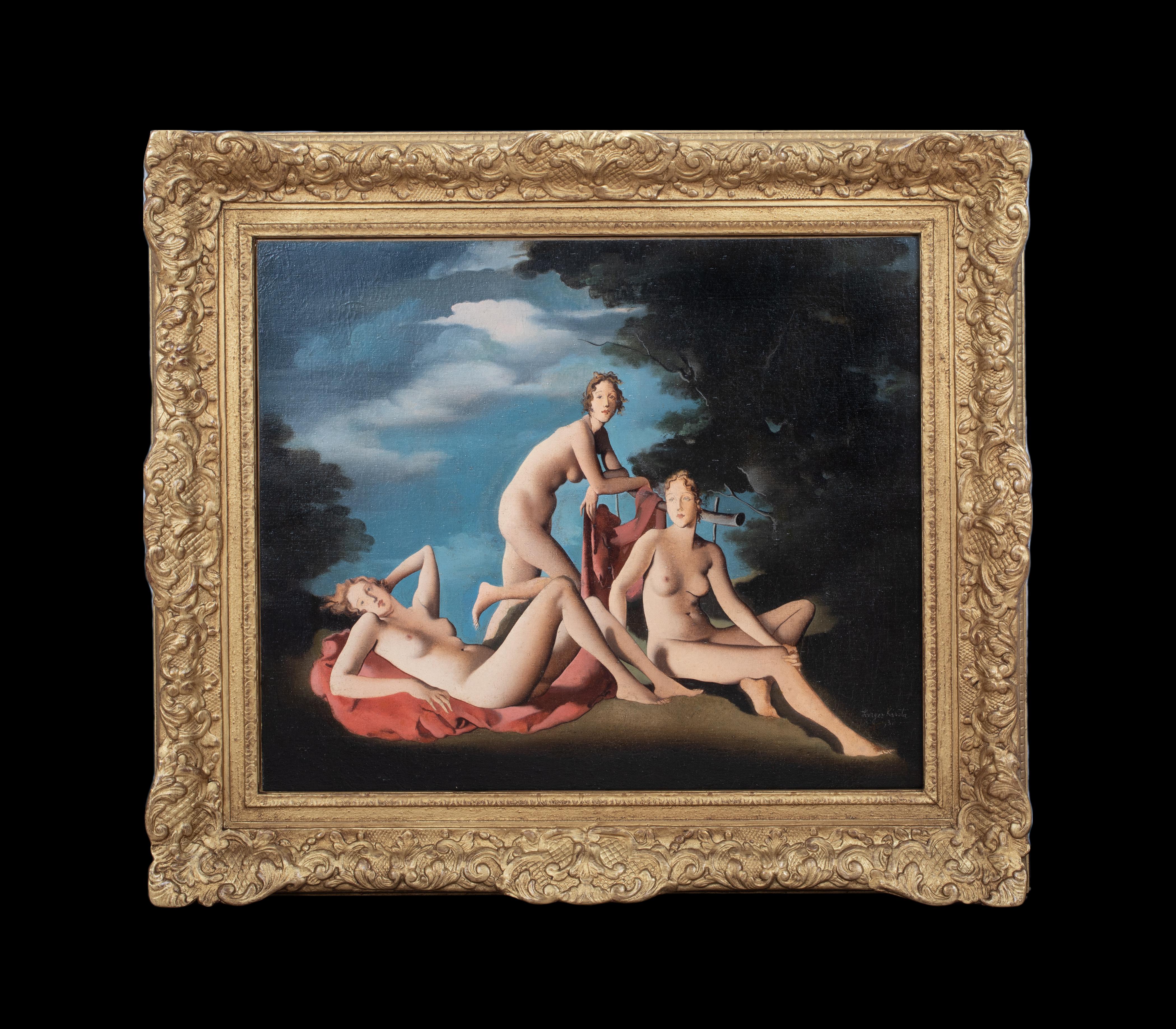 Le tre grazie nude del 1931  Greco ungherese forse Georges Kyrota - Painting di Unknown