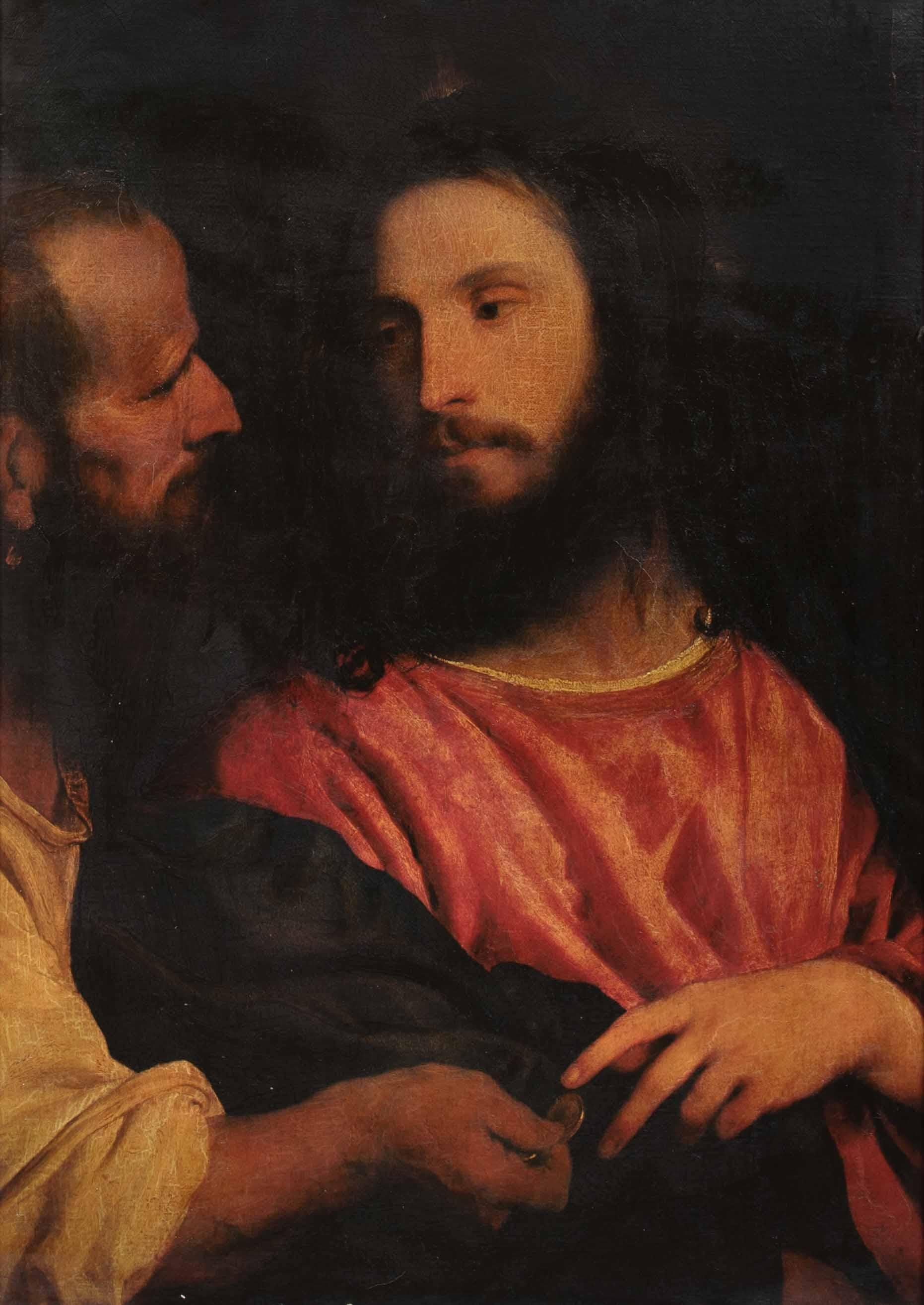 La monnaie de tribut, 17e siècle  d'après TITIEN (1488-1576) - Noir Portrait Painting par Unknown