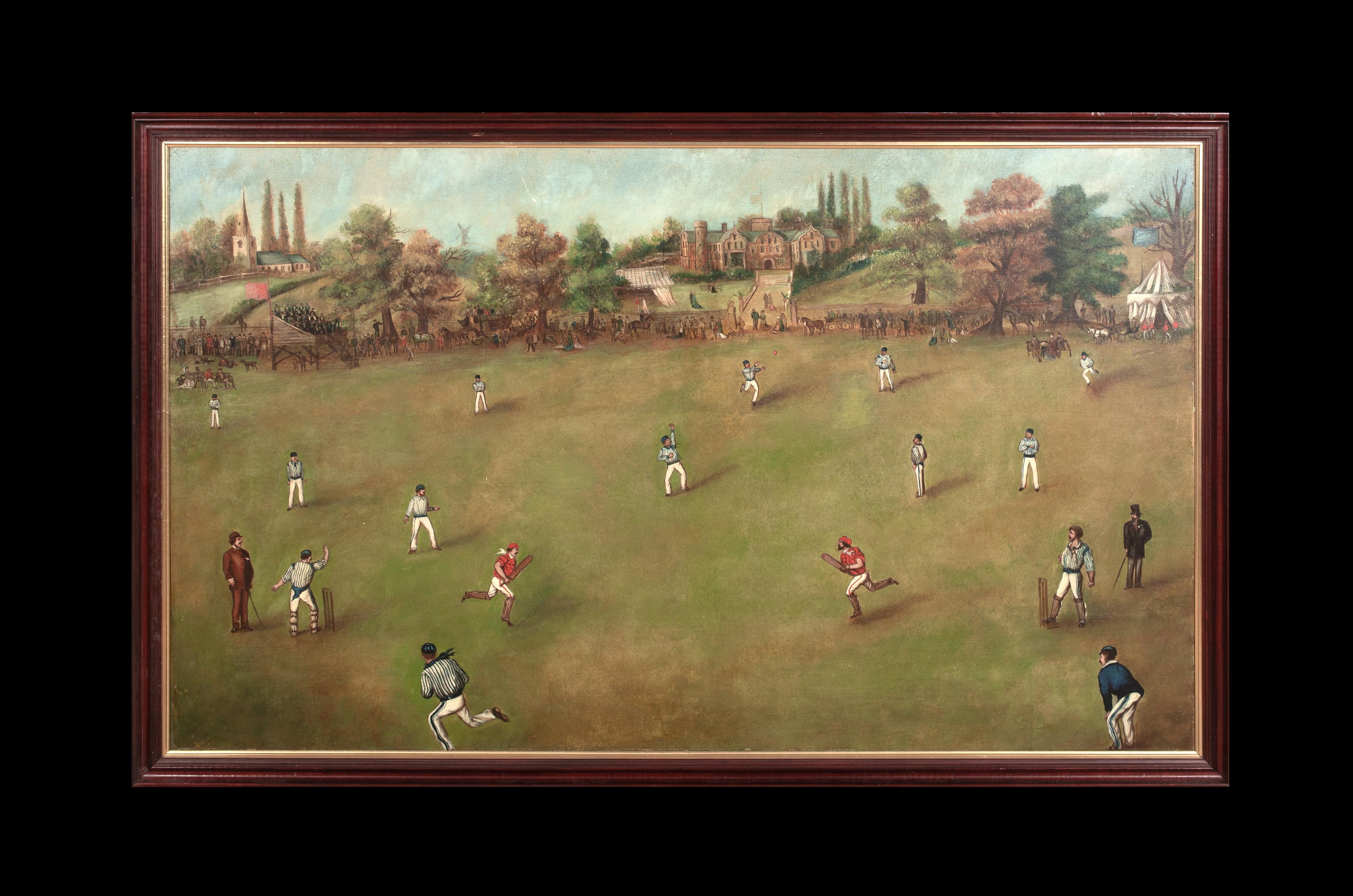 The University Cricket Match, 19. Jahrhundert - English School - Signiert – Painting von Unknown