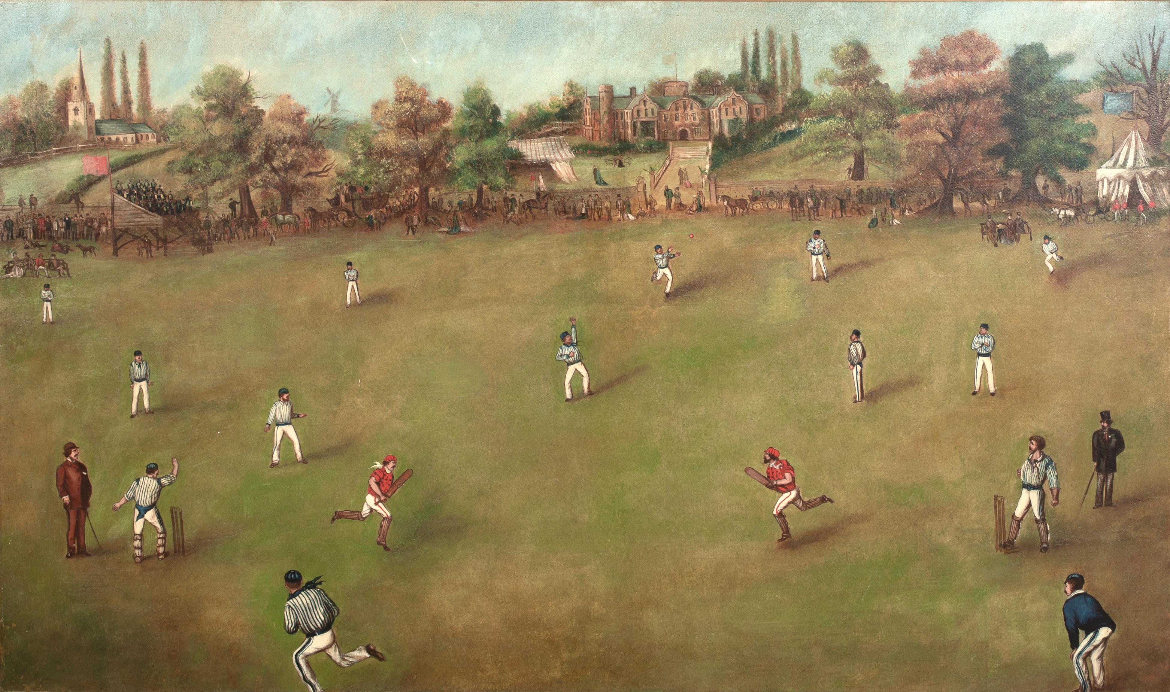 The University Cricket Match, 19. Jahrhundert - English School - Signiert (Braun), Landscape Painting, von Unknown