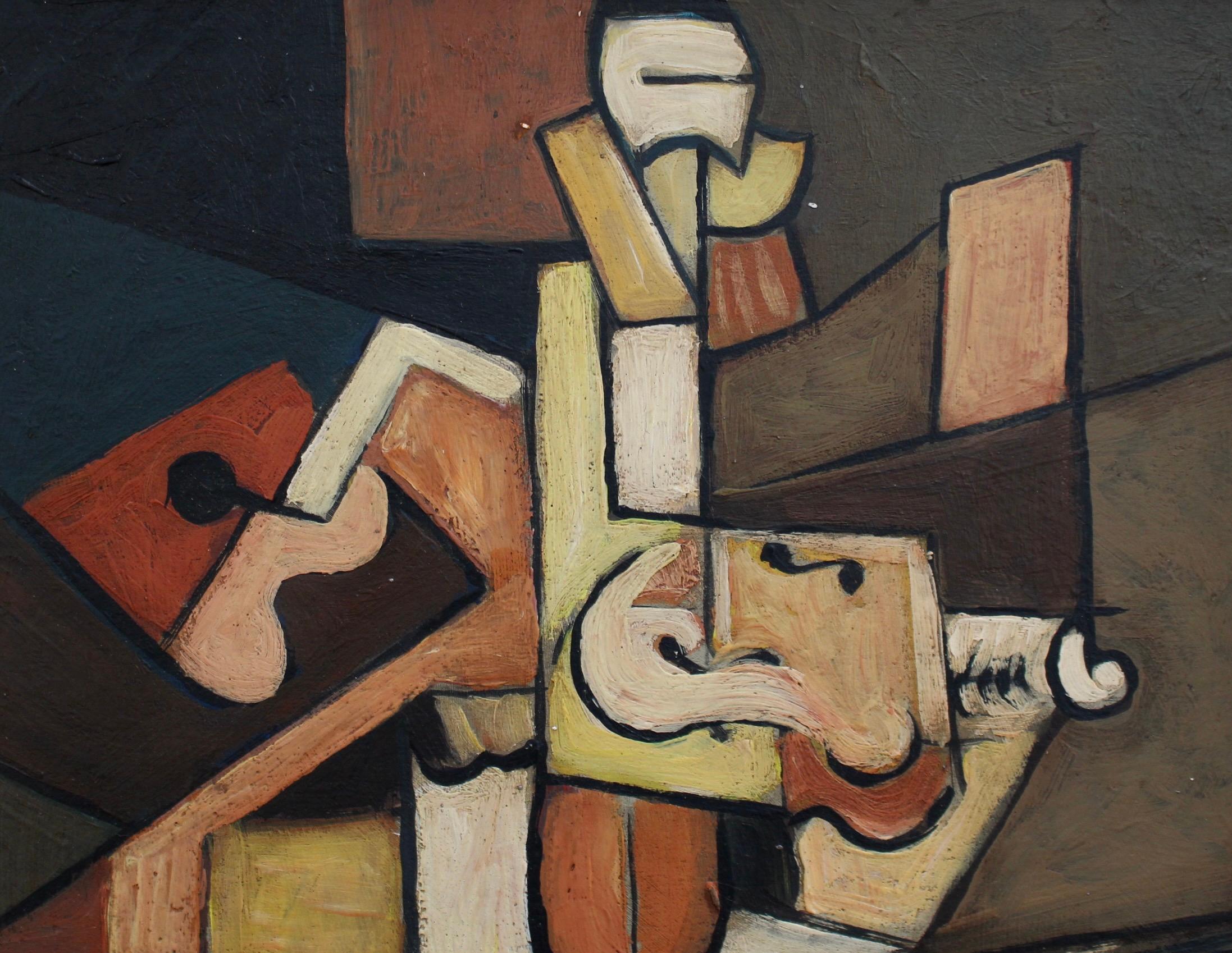 'The Violinist' by J.G.  - Black Abstract Painting by Unknown