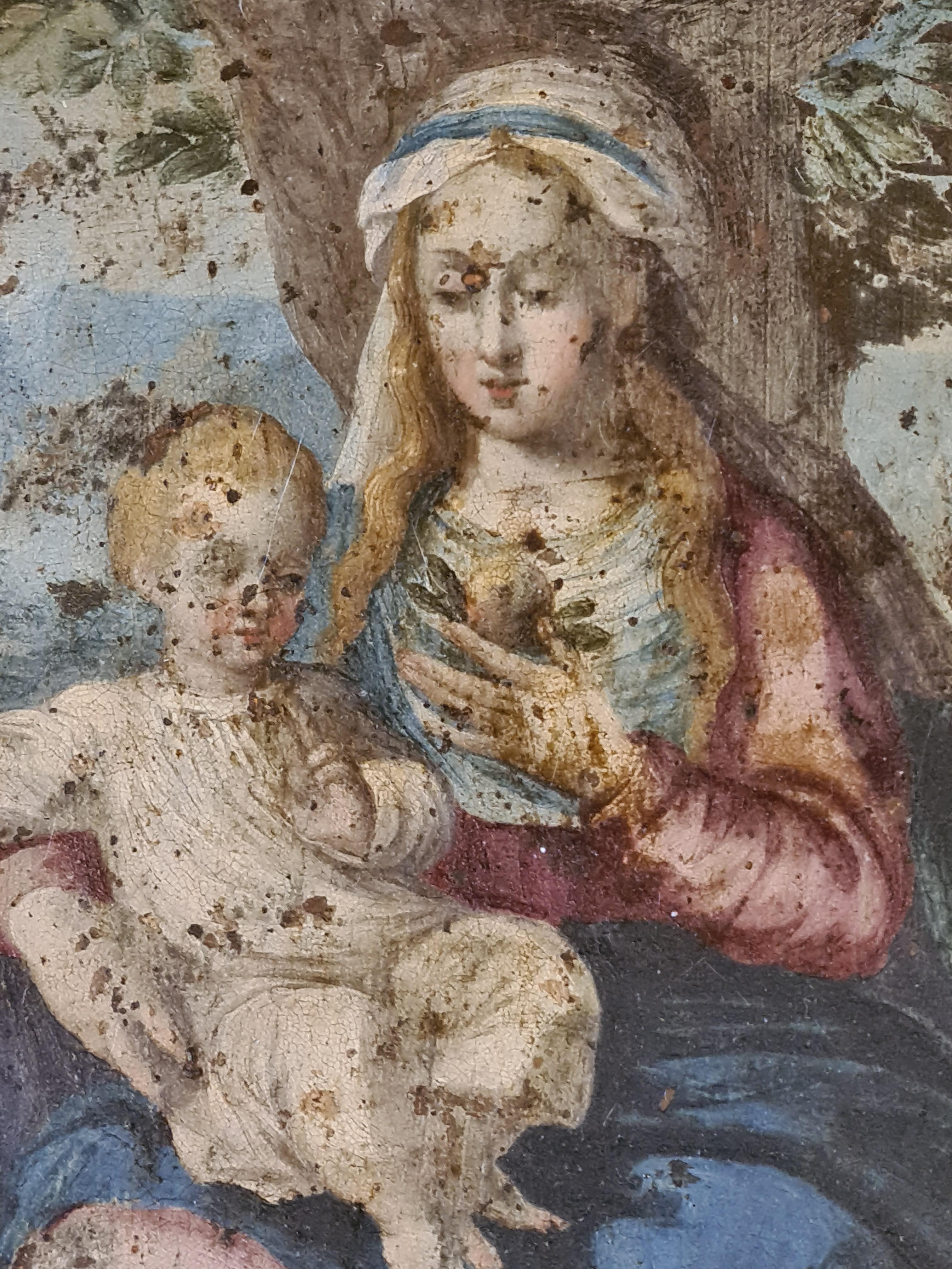 The Virgin and Child With An Apple, Oil on Copper, Style of 17th Century Bologna - Painting by Unknown