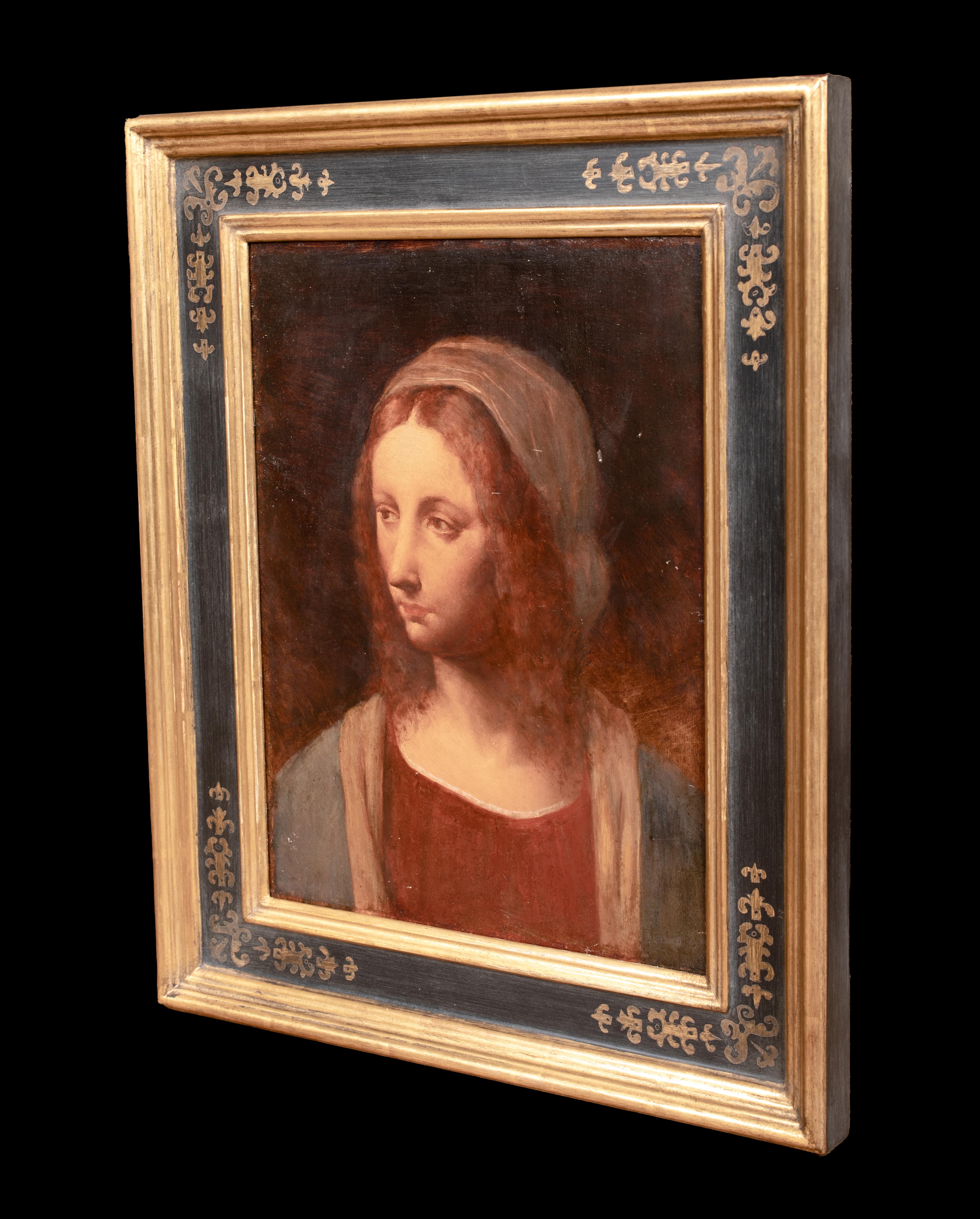 La Vergine Maria, olio su tavola - stile di Leonardo da Vinci  (1452-1519) in vendita 4