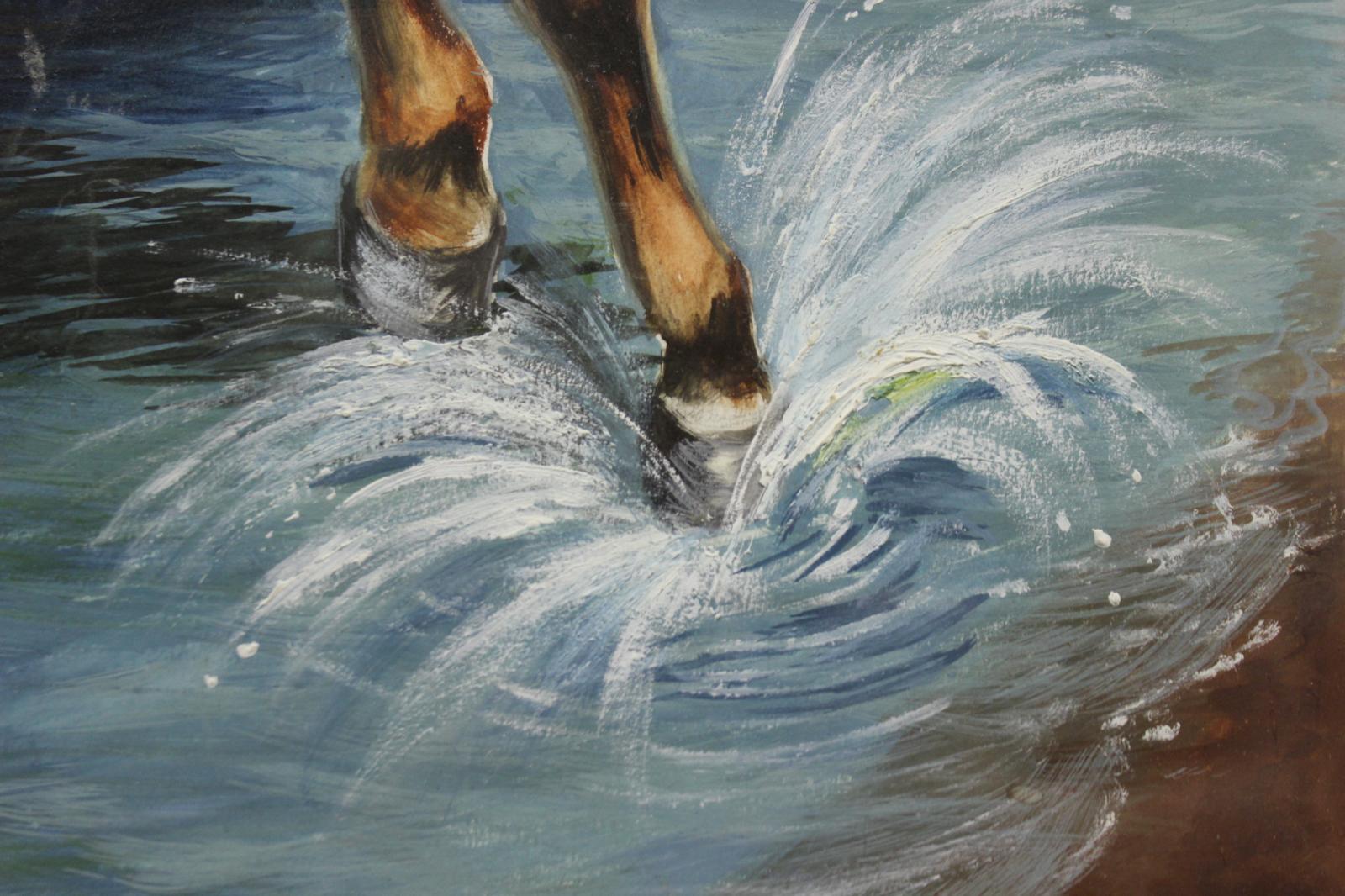 'The Water Jump' Oil on Canvas For Sale 1