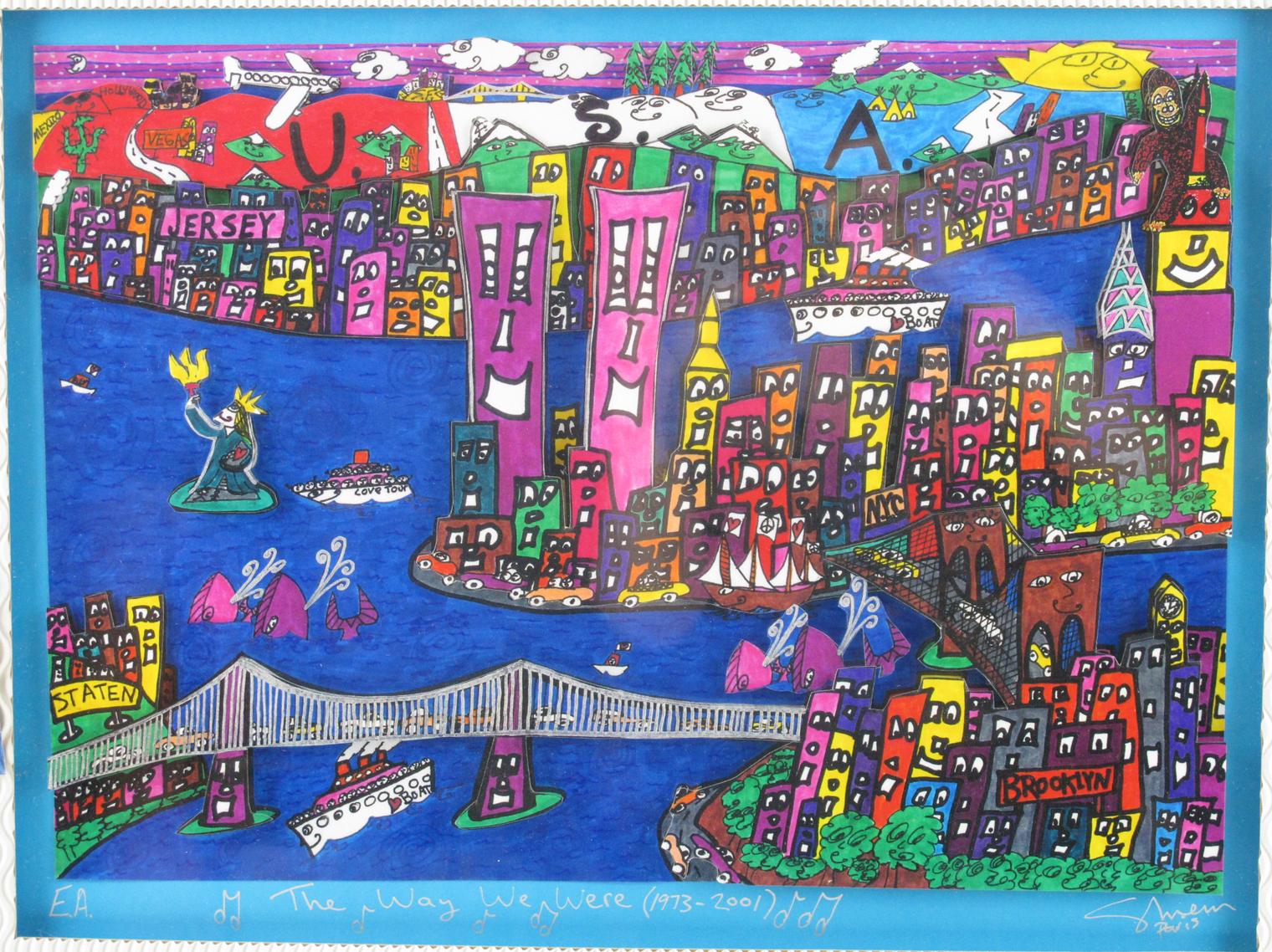 The Way We Were, 1973-2001 New York Cityscape Colorful 3D Art Collage Painting For Sale 7